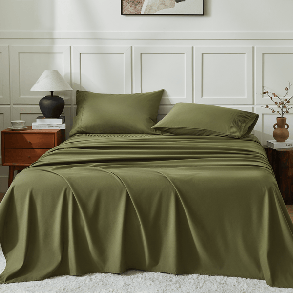 Litanika breathable and cooling soft 4-piece sheet set for luxurious bedding, featuring smooth, comfortable fabric.