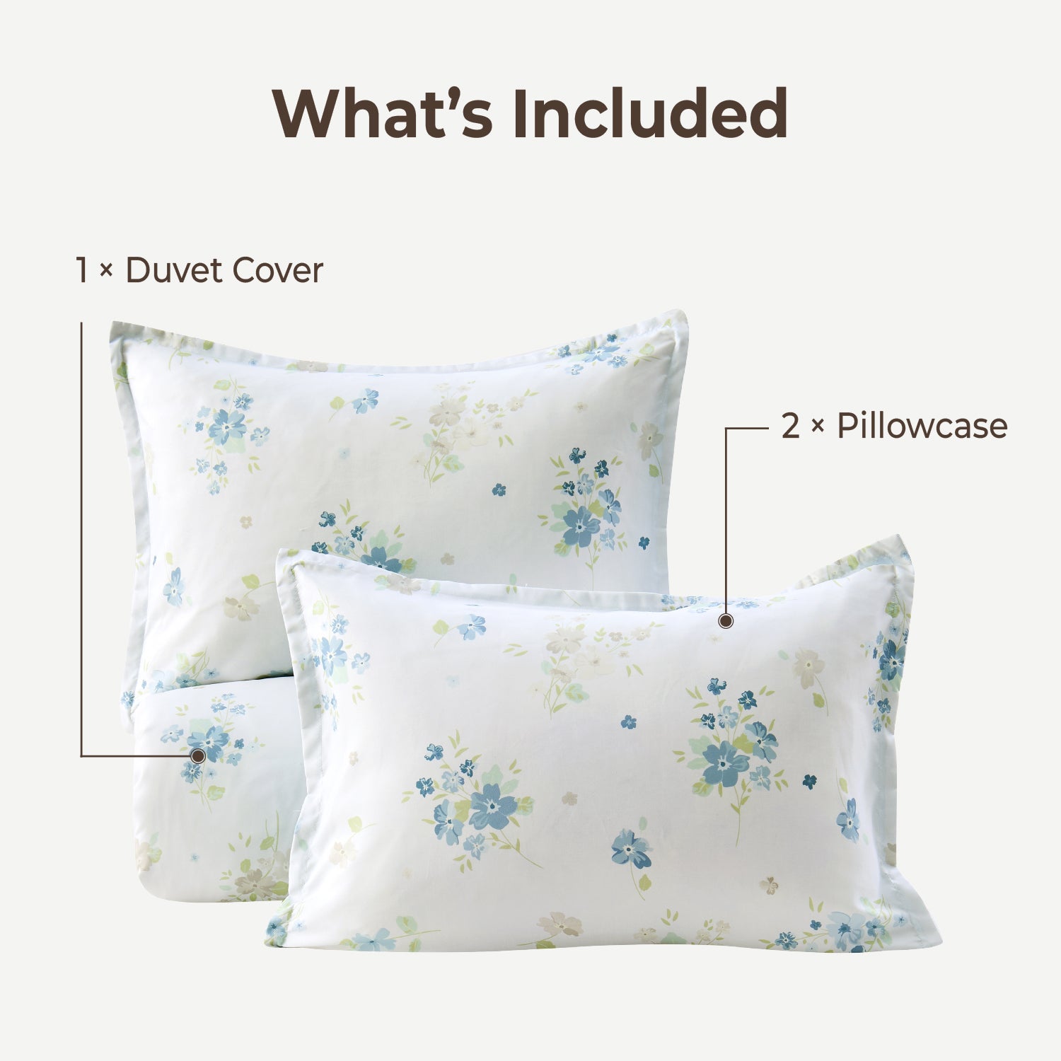 Premium Smooth Floral 3-Piece Duvet Cover Set