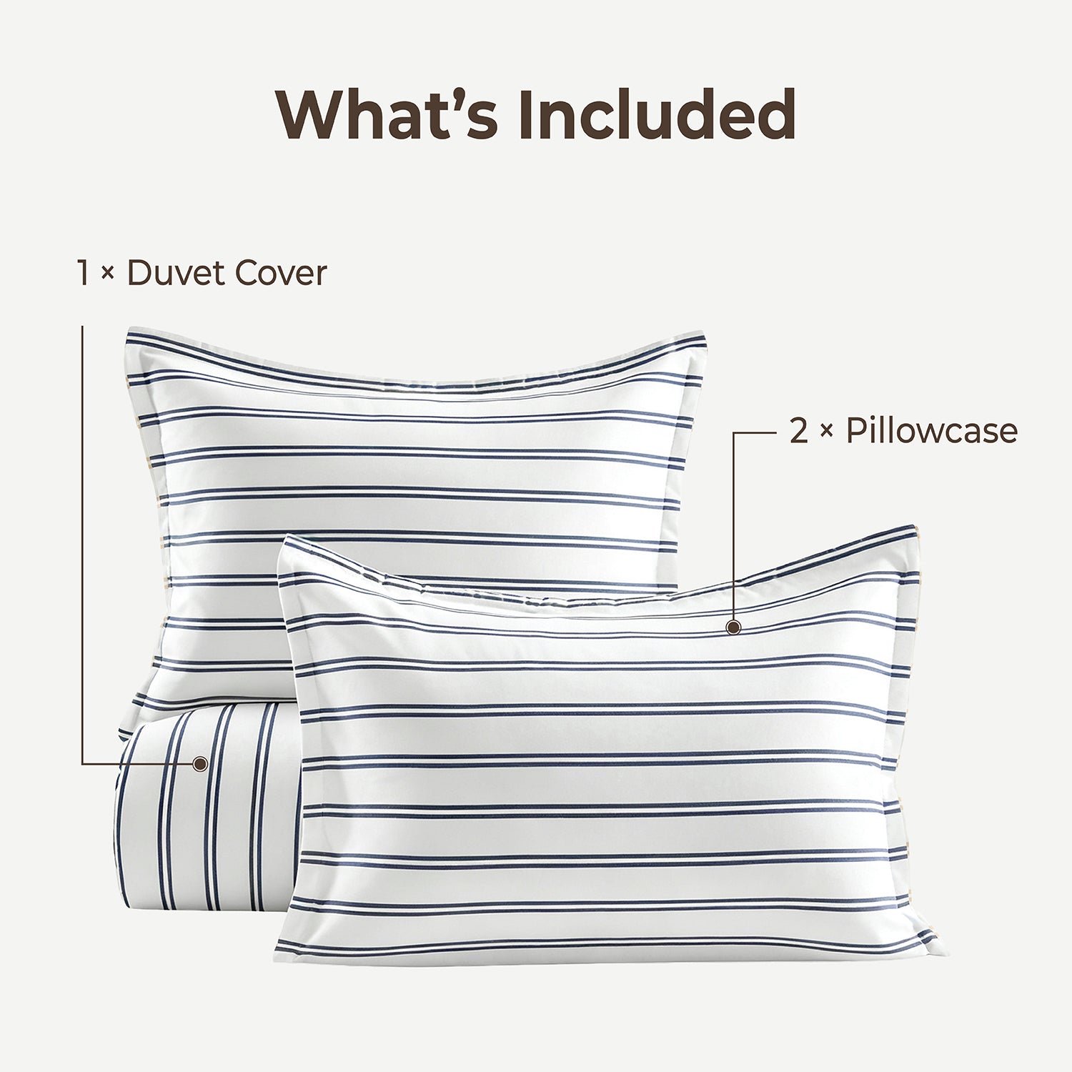 Striped Queen Size Duvet Cover Set - Narrow Stripe Navy 3-Piece Duvet Cover Set
