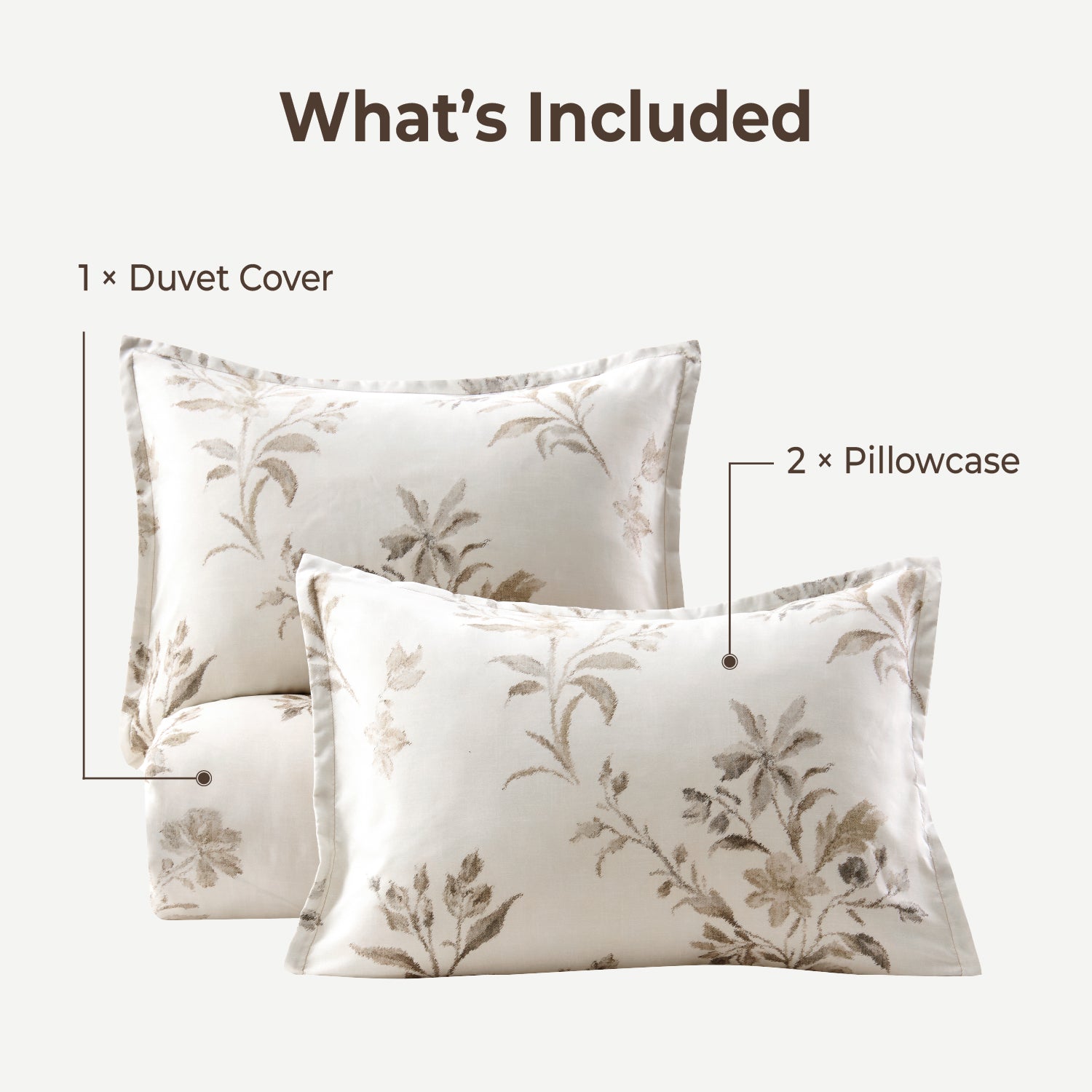 Premium Smooth Floral 3-Piece Duvet Cover Set