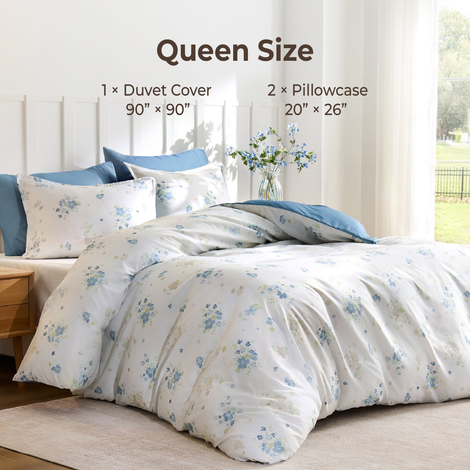 Premium Smooth Floral 3-Piece Duvet Cover Set