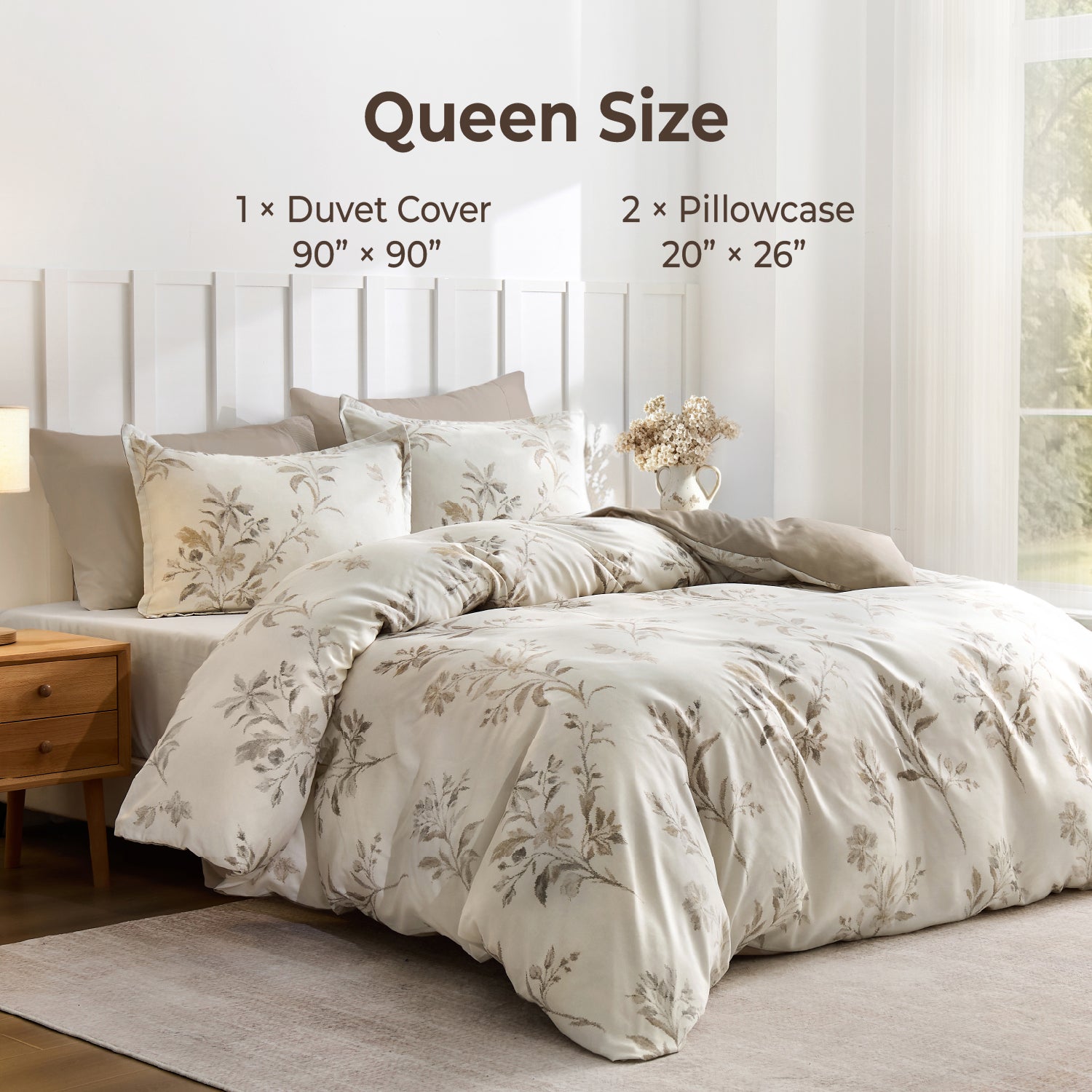 Premium Smooth Floral 3-Piece Duvet Cover Set