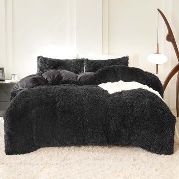 Litanika Fluffy Luxury Shaggy Plush Fuzzy Ultra Soft Warm Velvet Comforter Set 3 Pieces