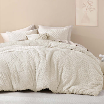 Litanika Tufted Boho Farmhouse Bedding Lightweight Fluffy 3 Pieces Comforter Set for All Season