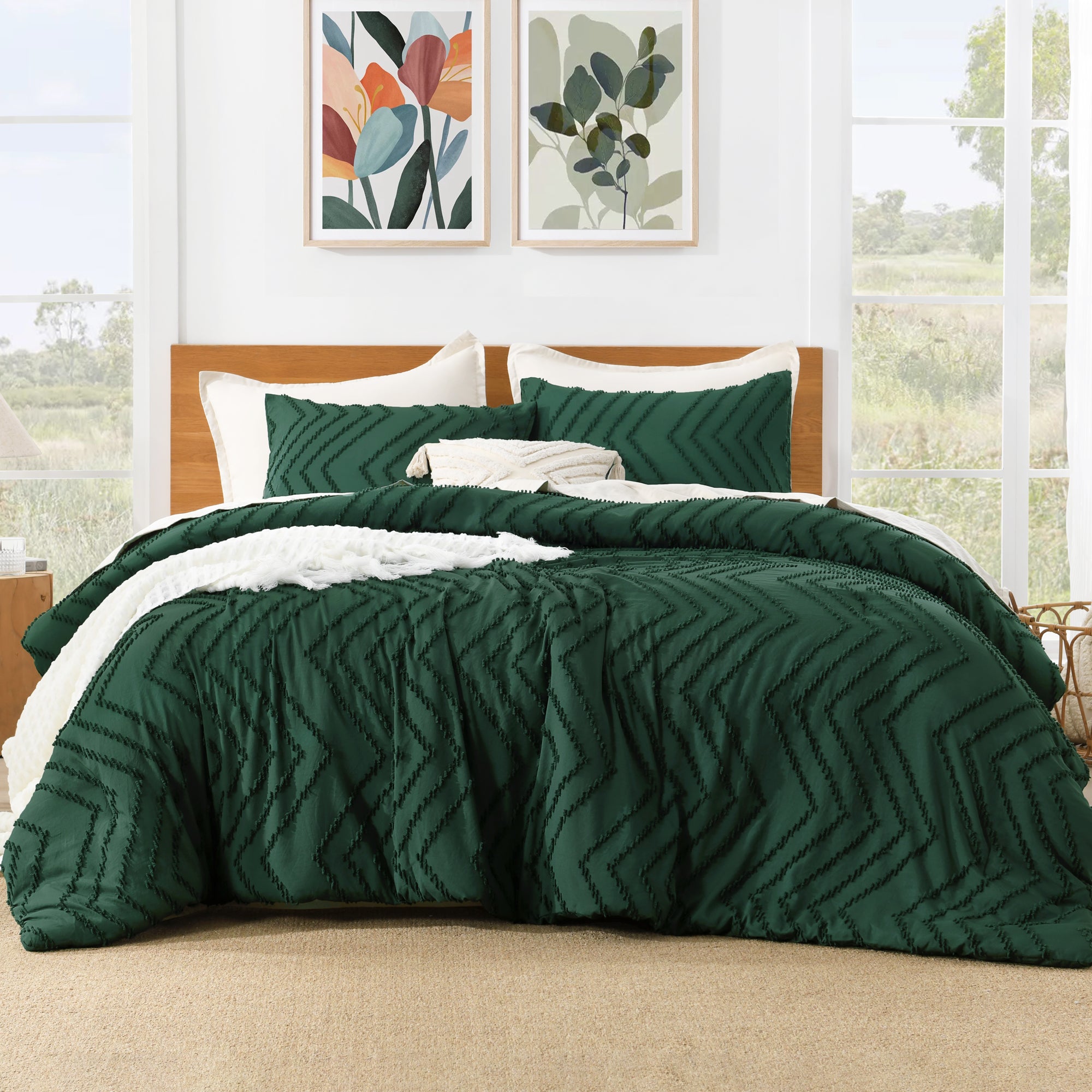 Litanika Lightweight Tufted Down Alternative Comforter Fluffy Bed 3 Pieces Set Gift Choice
