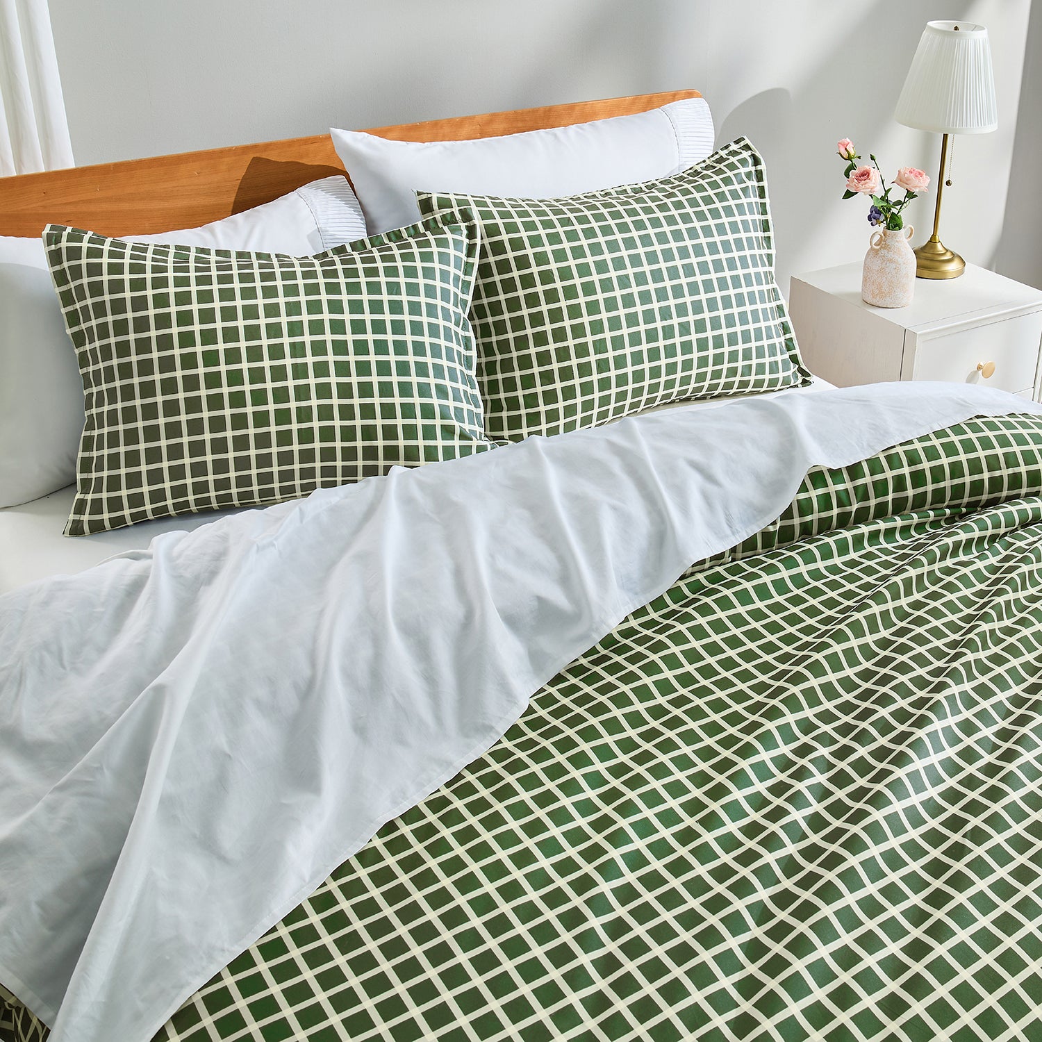 Windowpane Plaid 3-Piece Duvet Cover Set