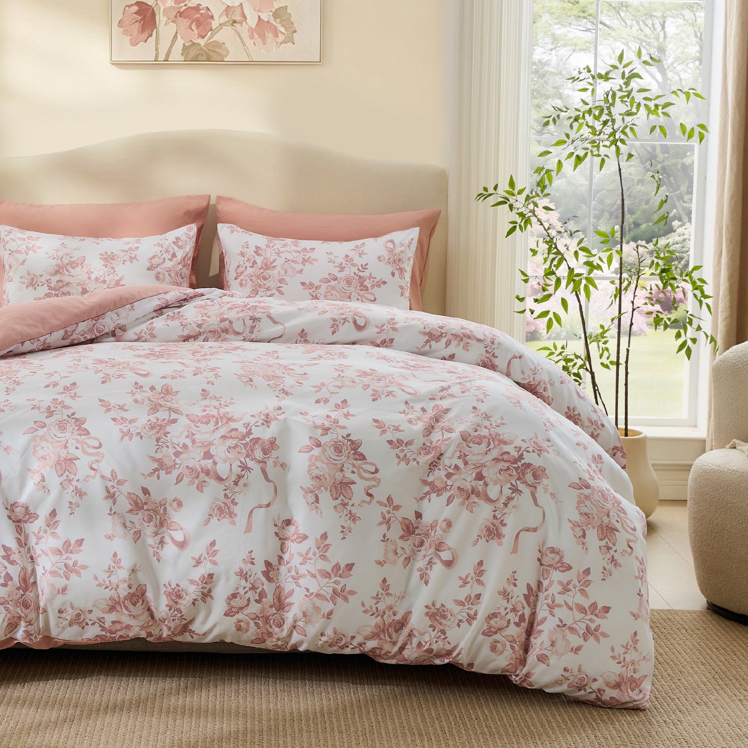 Premium Smooth Floral 3-Piece Duvet Cover Set