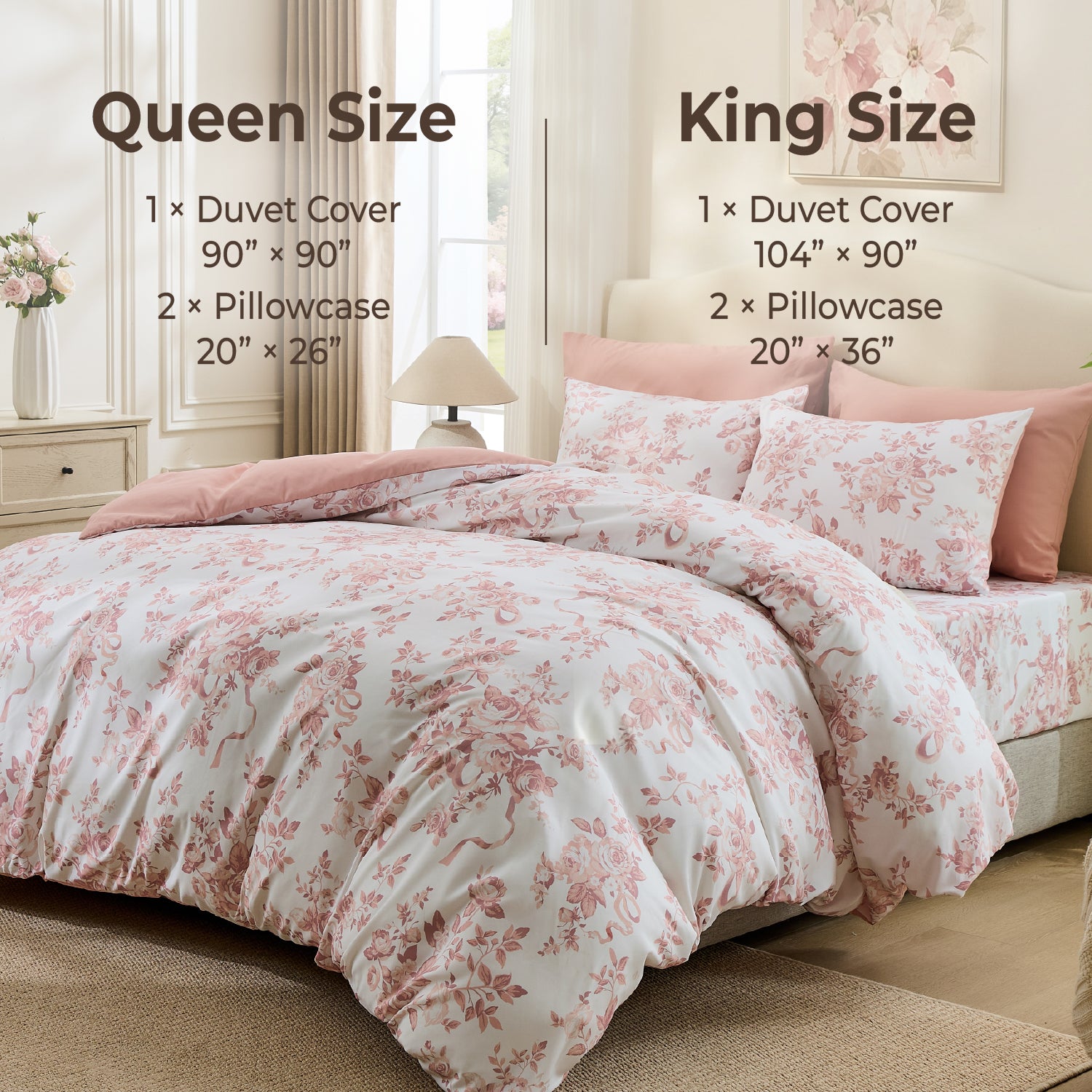 Premium Smooth Floral 3-Piece Duvet Cover Set