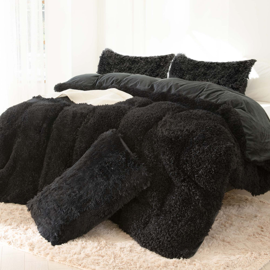 Litanika Fluffy Luxury Shaggy Plush Fuzzy Ultra Soft Warm Velvet Comforter Set 3 Pieces