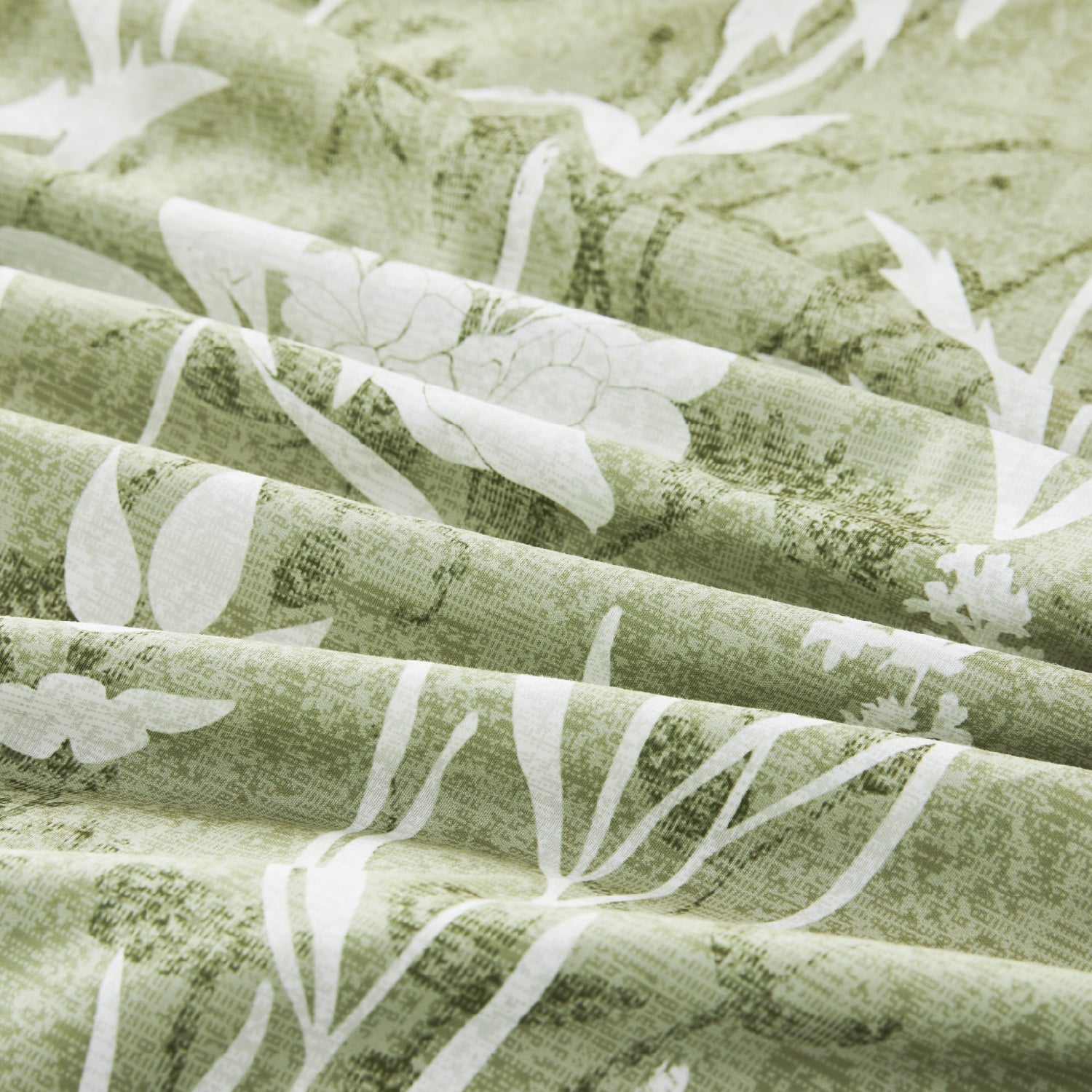 Botanical Floral 3-Piece Duvet Cover Set-Green & Grey