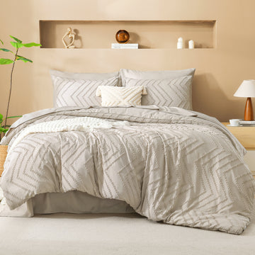 Litanika 7 Piece Chevron Comforter Set for Cozy Bedding