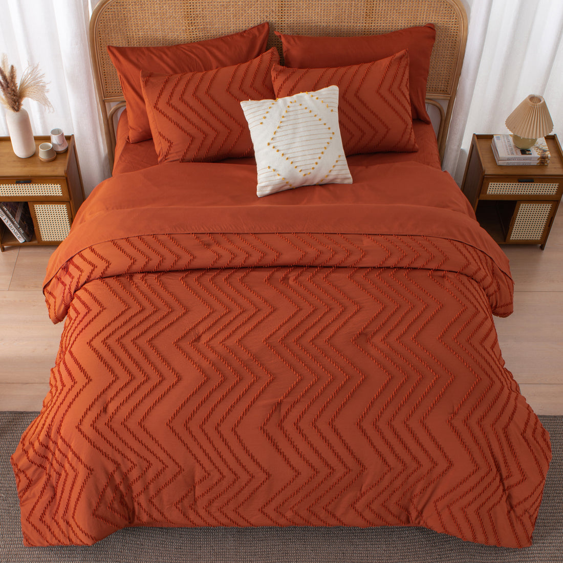 Litanika 7 Pieces Chevron Comforter Set for Cozy Bedding