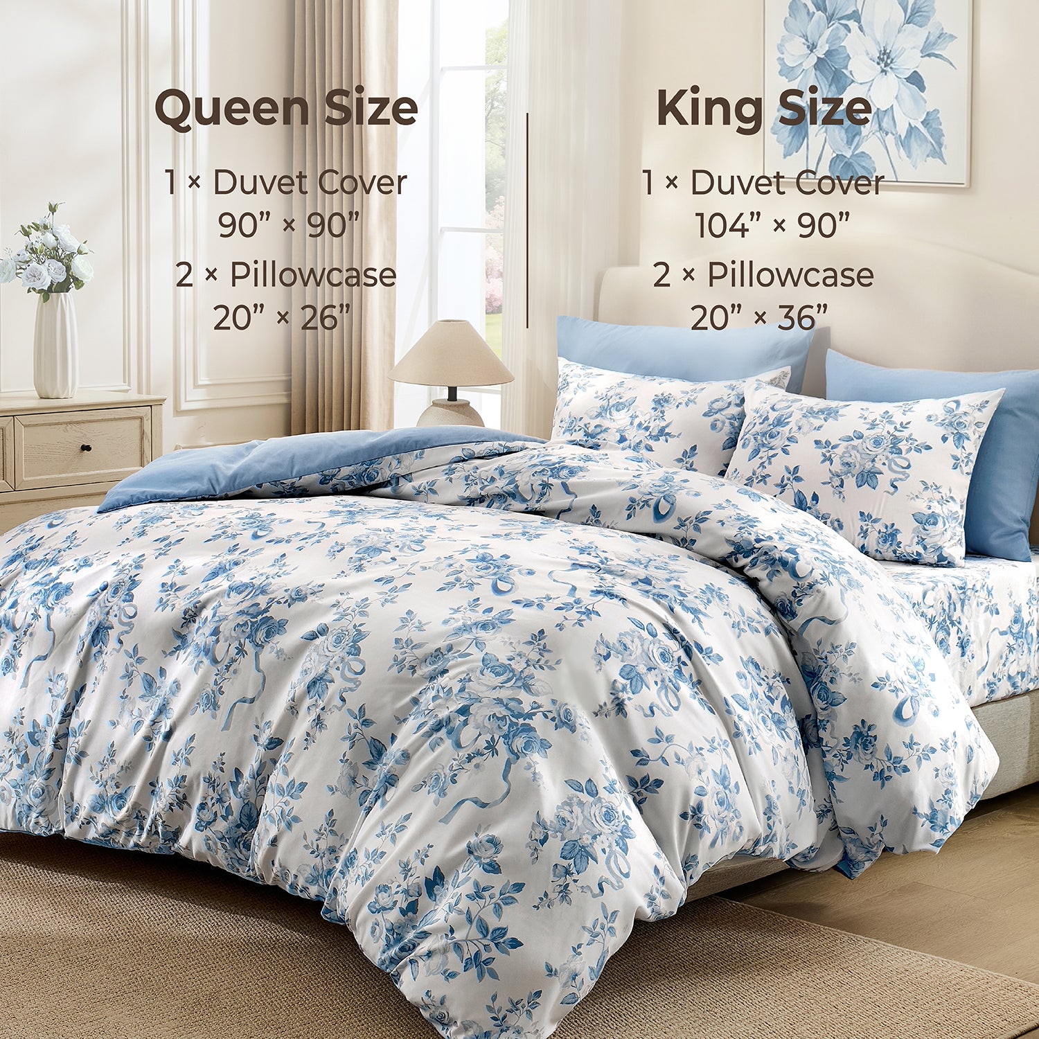 Premium Smooth Floral 3-Piece Duvet Cover Set