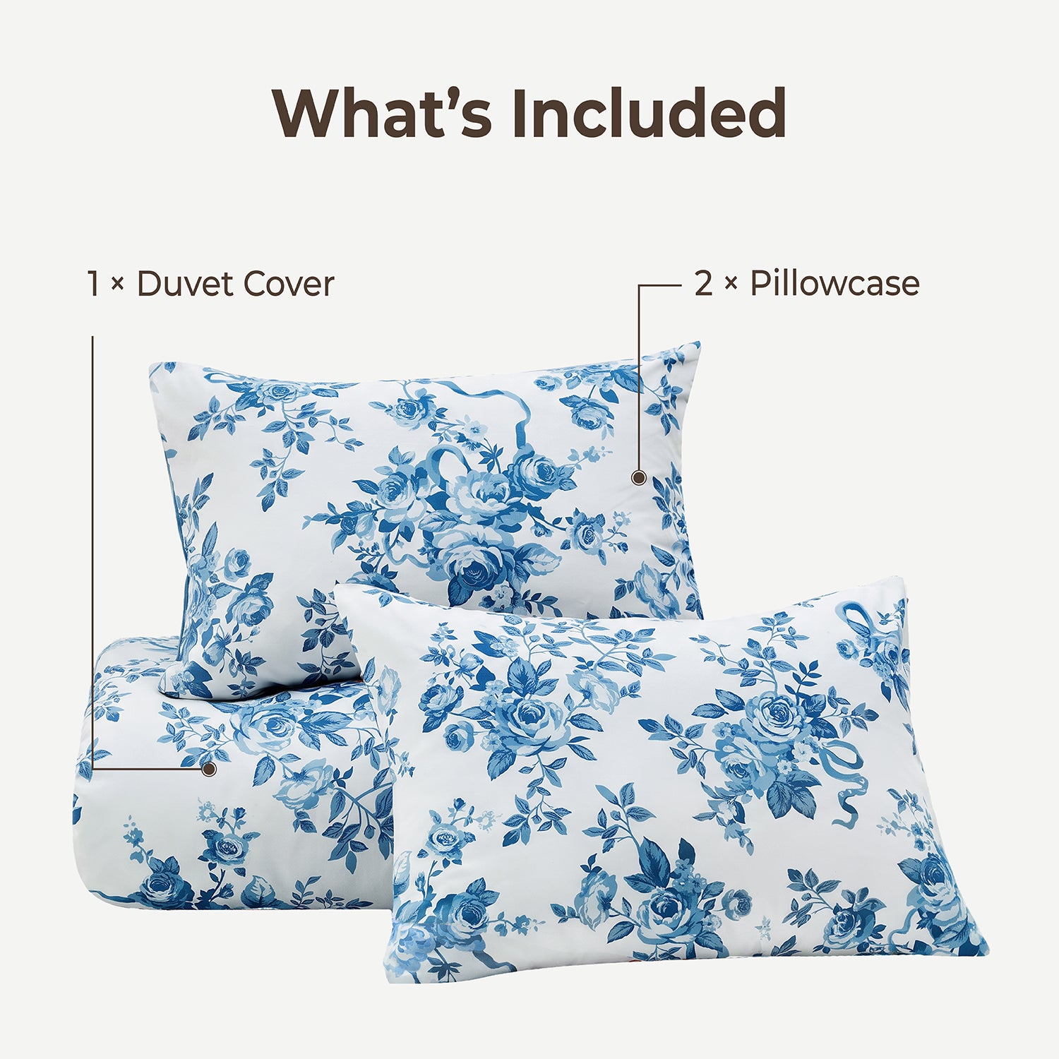 Premium Smooth Floral 3-Piece Duvet Cover Set