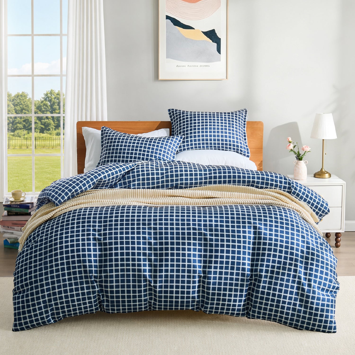 Windowpane Plaid 3-Piece Duvet Cover Set