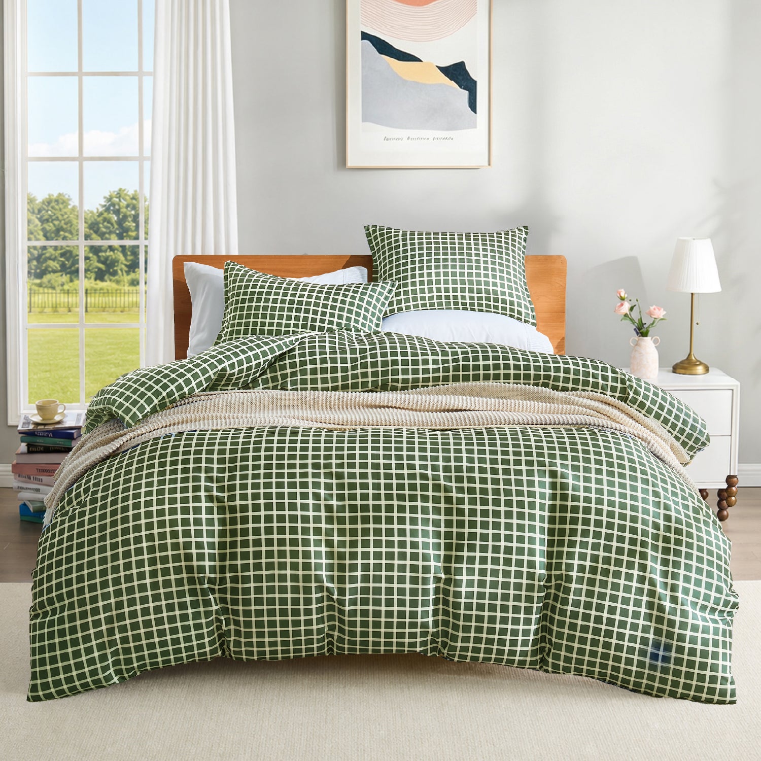 Windowpane Plaid 3-Piece Duvet Cover Set