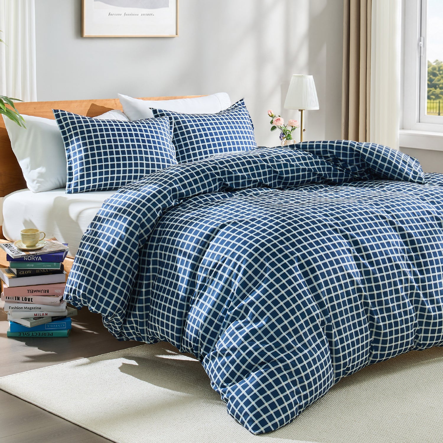 Windowpane Plaid 3-Piece Duvet Cover Set