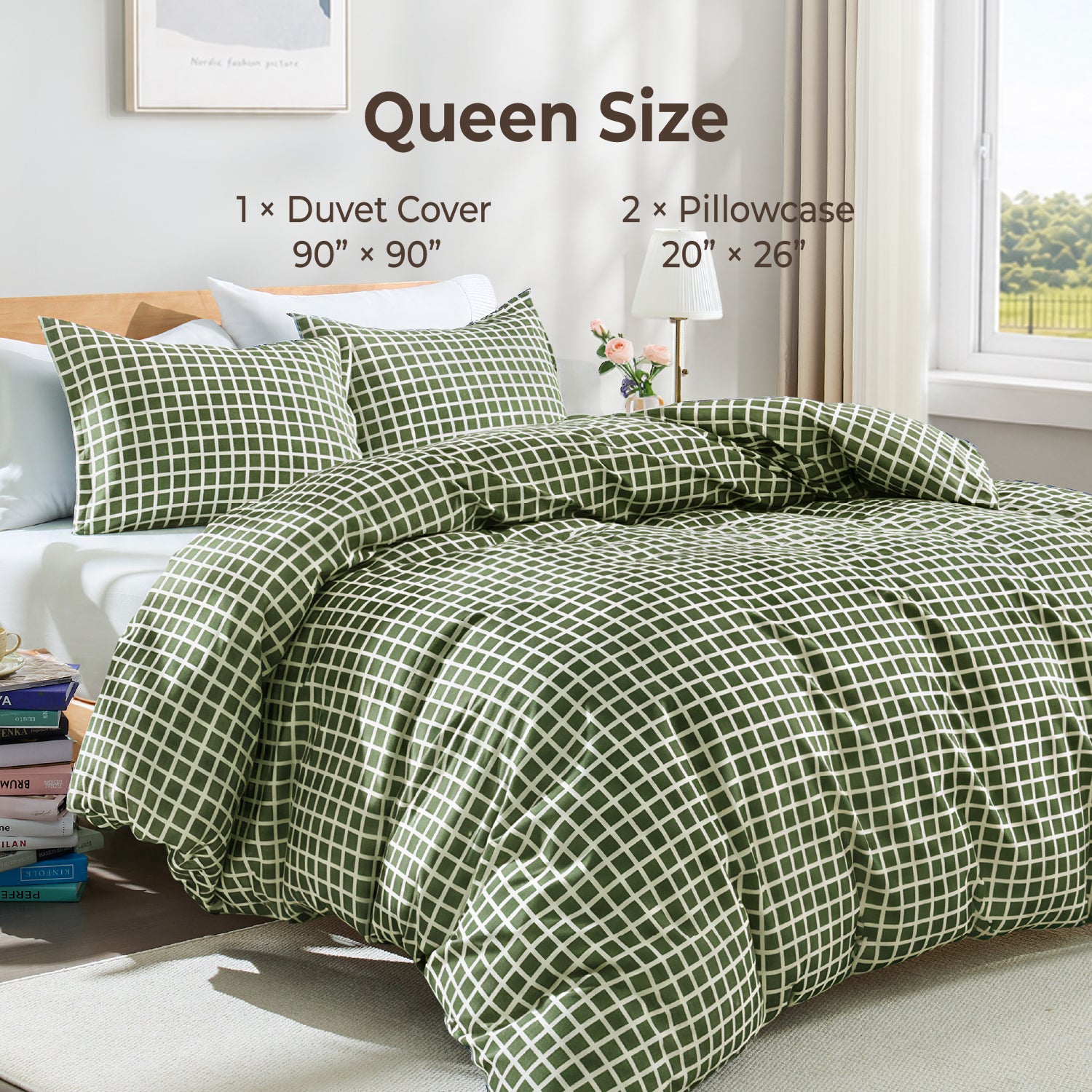 Windowpane Plaid 3-Piece Duvet Cover Set