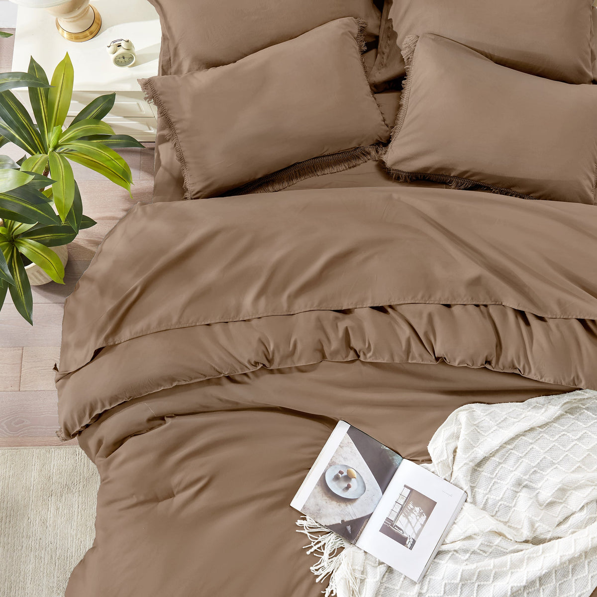 Andency Comforter Set - 7 Pieces Bed in a Bag Bedding Comforter Sets, All Season Soft Lightweight Boho Tassel Bed Set with Comforter, Sheets, Pillowcases & Shams - LITANIKA