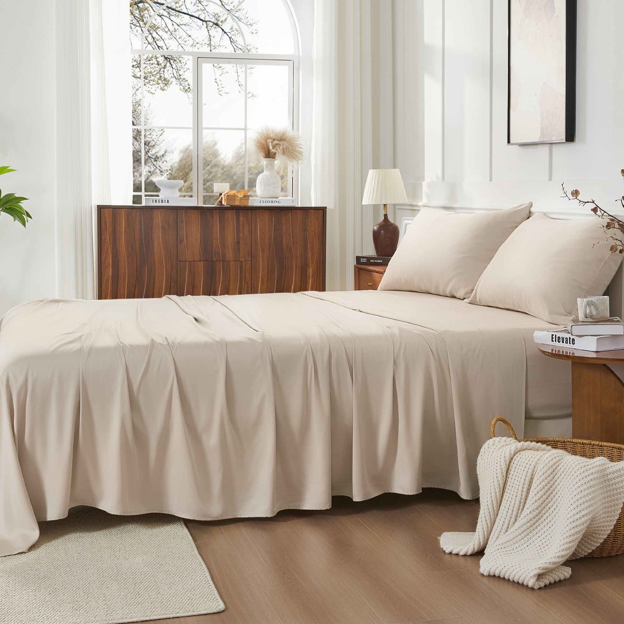 Litanika bamboo viscose silky soft bedding sheet set with smooth, lightweight fabric for comfortable sleep.