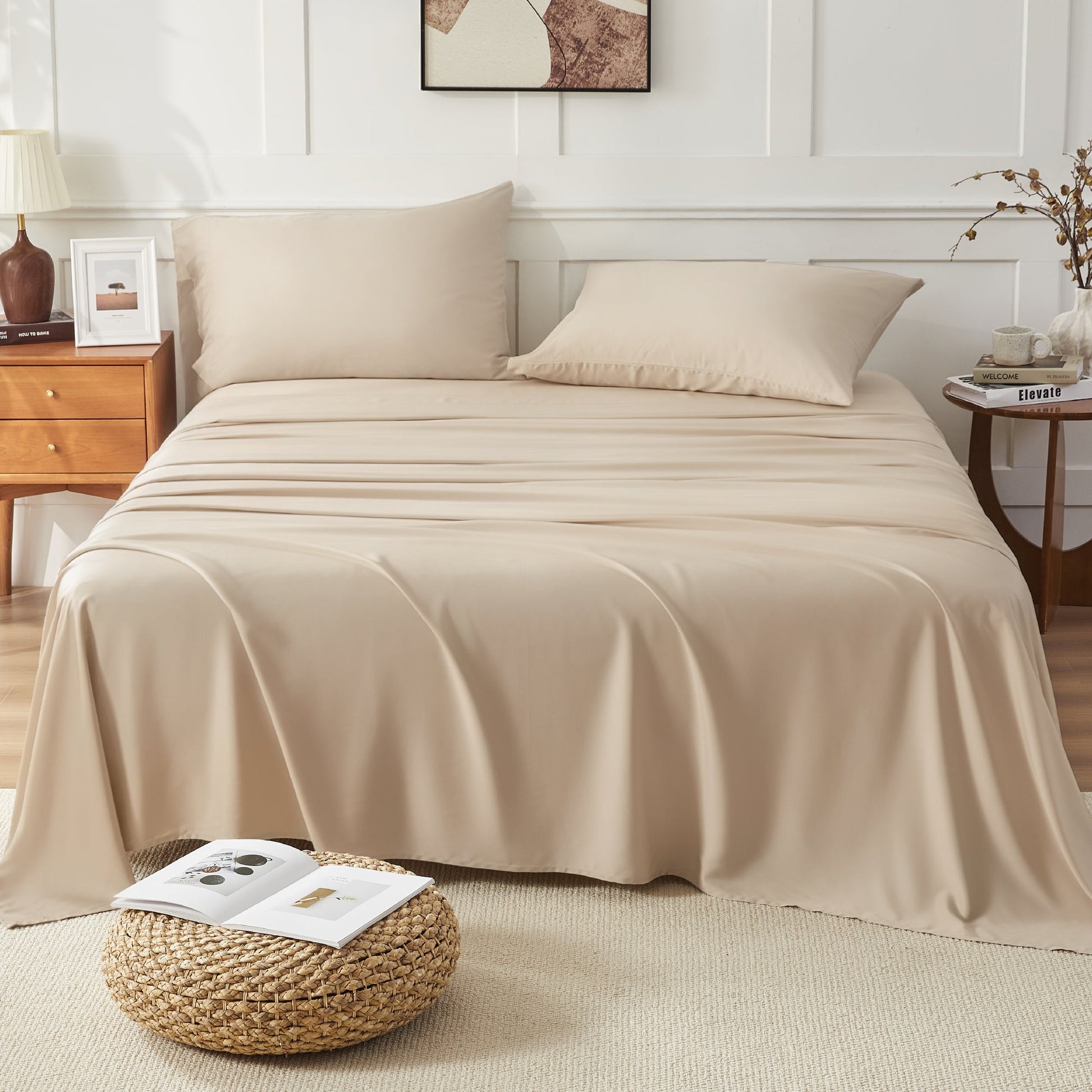 Litanika bamboo viscose soft bedding sheets set with smooth, silky texture and natural bamboo fabric for comfortable sleep.