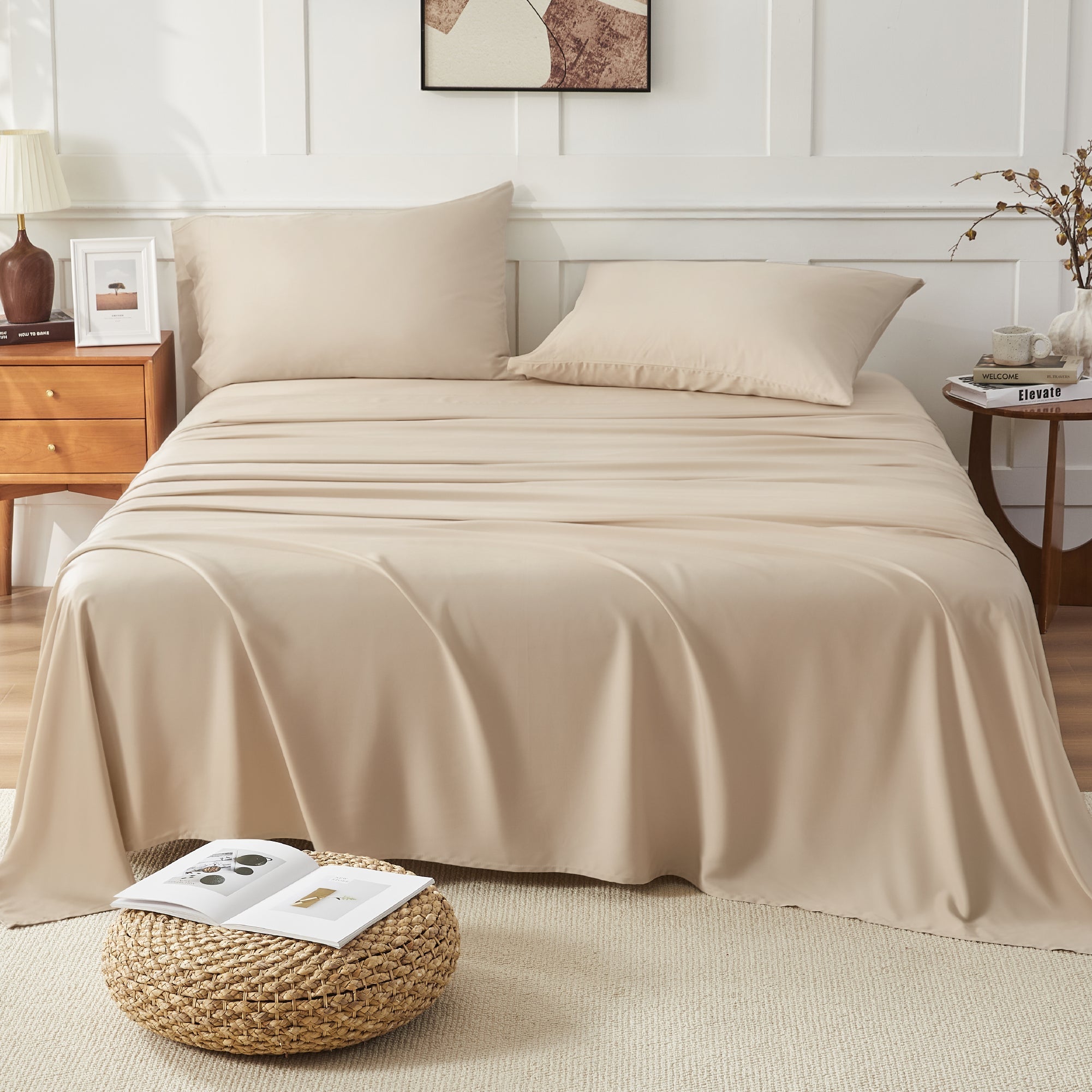 Litanika bamboo viscose soft bedding sheets set with smooth, silky texture and natural bamboo fabric for comfortable sleep.