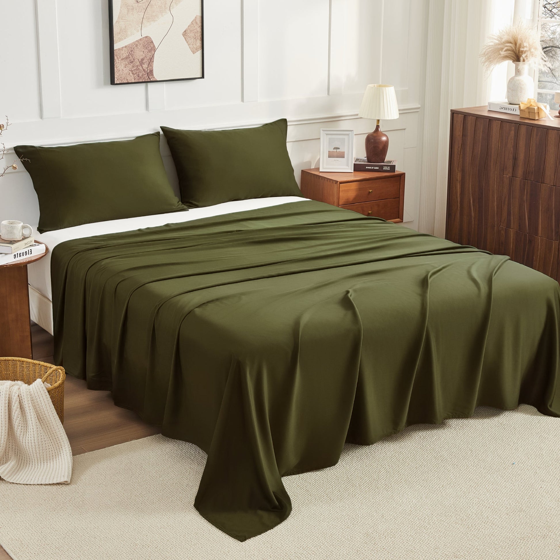 Litanika bamboo viscose silky soft bedding sheets set with smooth, luxurious fabric and natural bamboo texture.