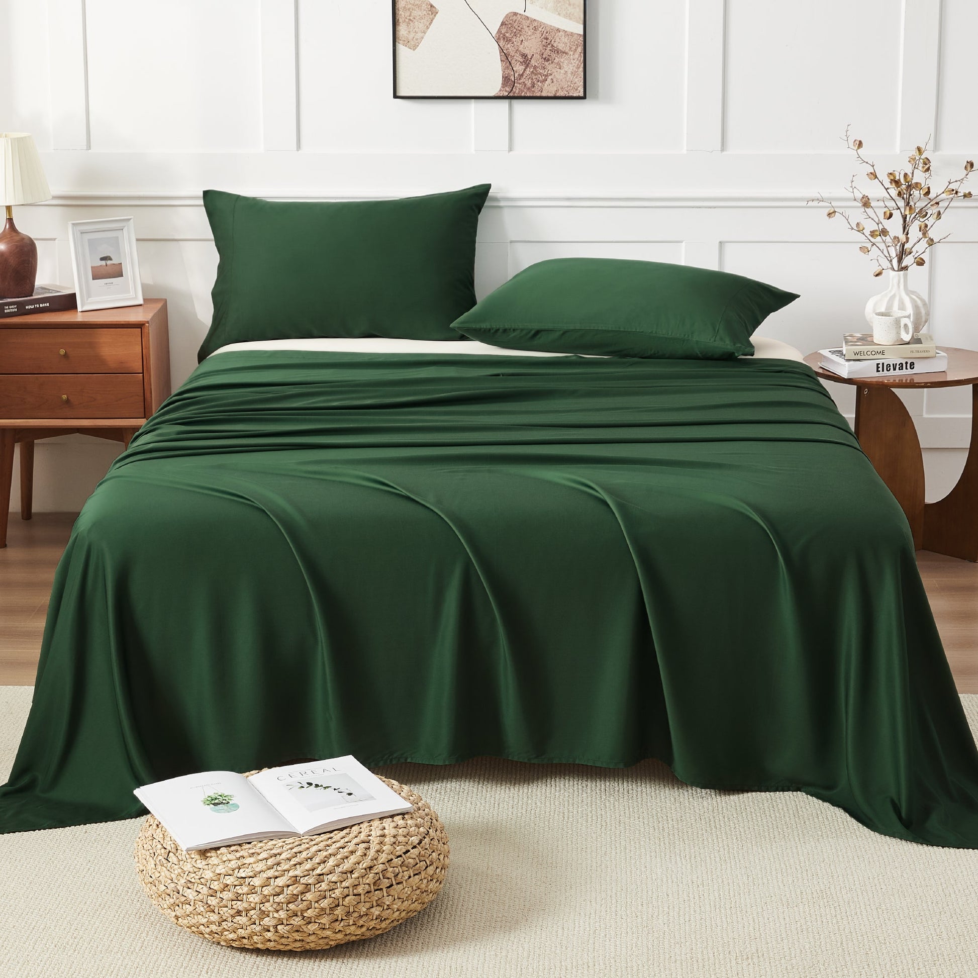 Litanika bamboo viscose soft bedding sheets set with smooth, silky texture and natural bamboo fabric in a cozy bedroom setting.