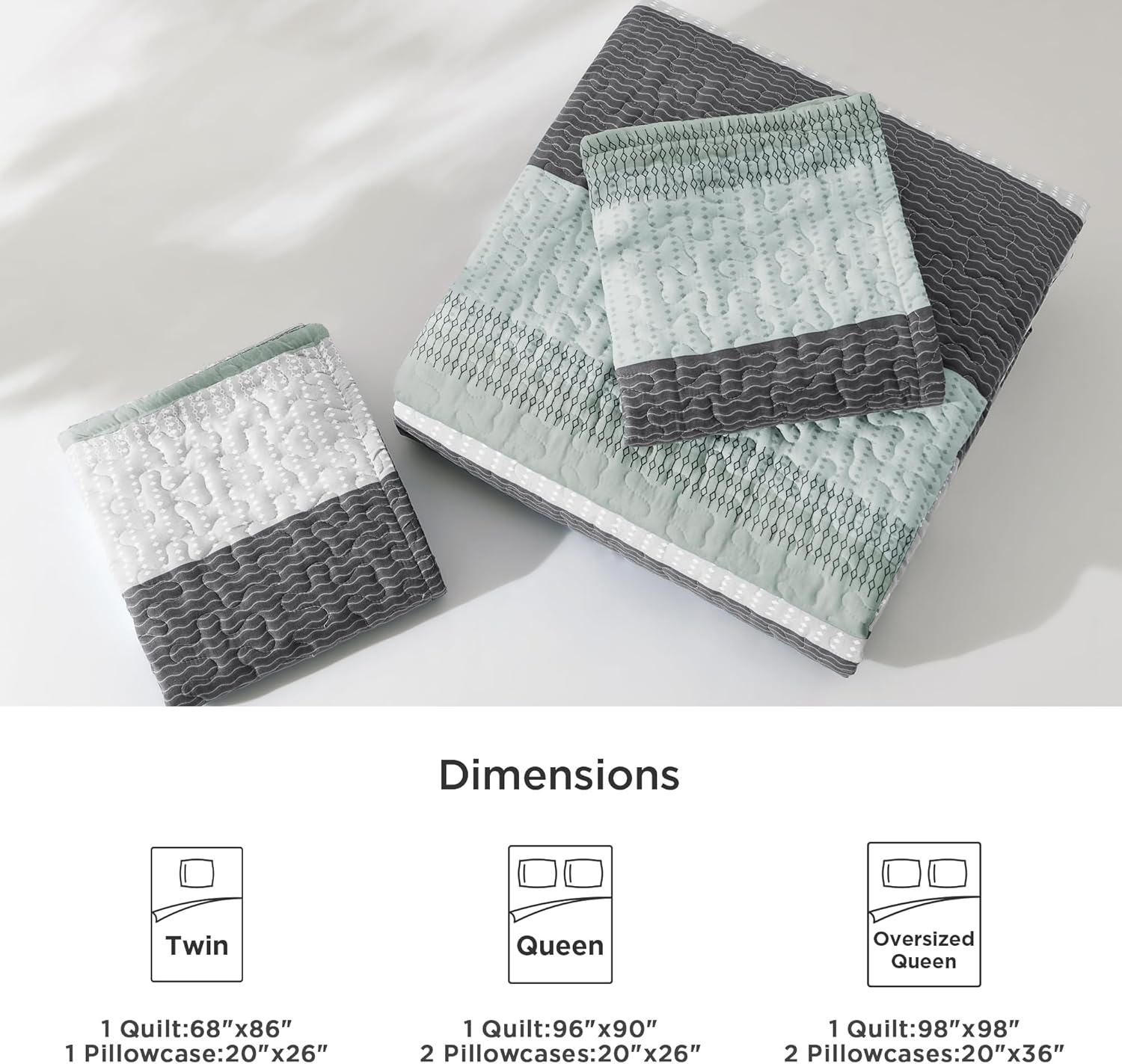 Bedspread & Coverlet Stripe Patchwork 3 Pieces Quilt Set - LITANIKA