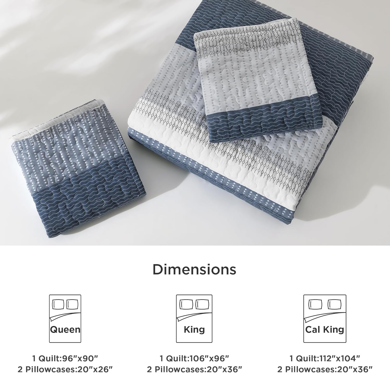 Bedspread & Coverlet Stripe Patchwork 3 Pieces Quilt Set - LITANIKA