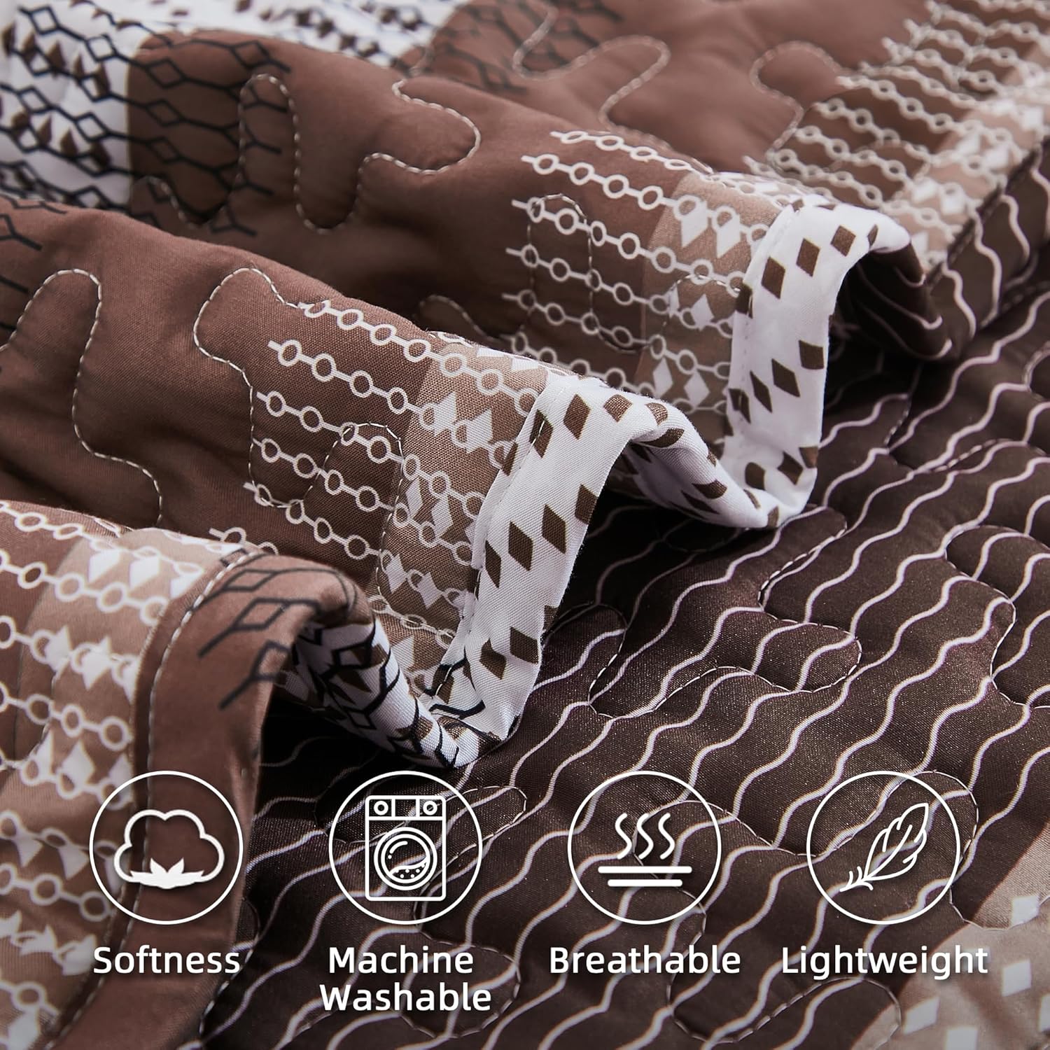 Bedspread & Coverlet Stripe Patchwork 3 Pieces Quilt Set - LITANIKA