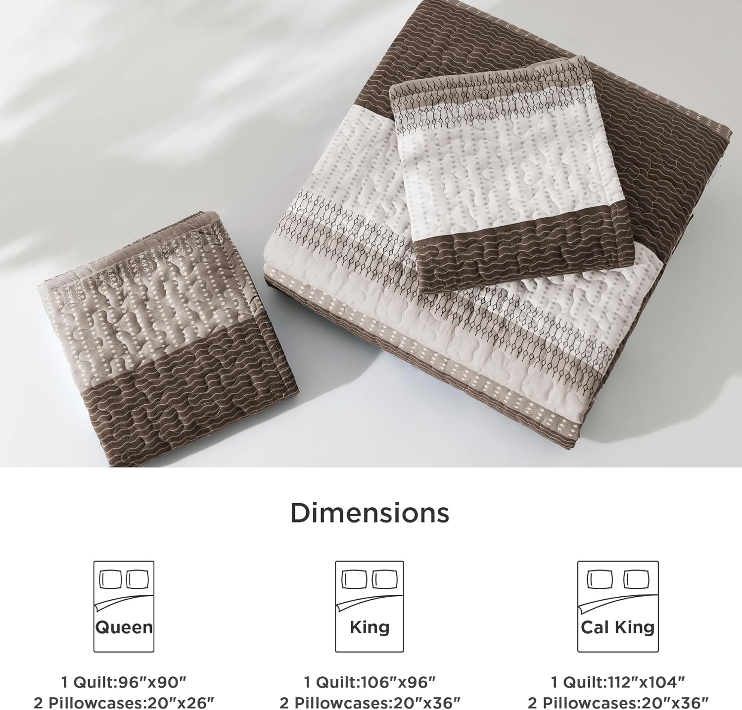 Bedspread & Coverlet Stripe Patchwork 3 Pieces Quilt Set - LITANIKA