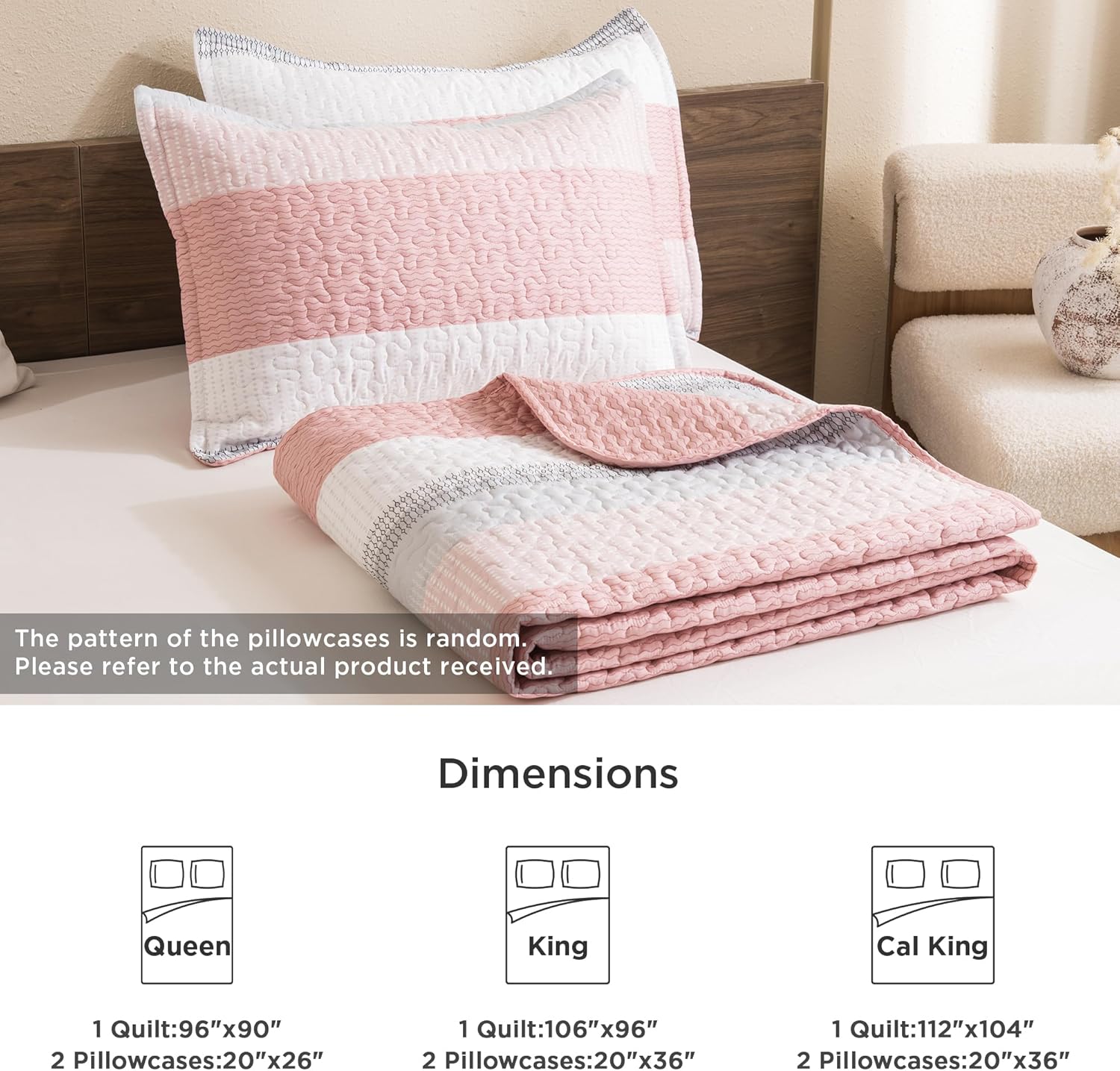 Bedspread & Coverlet Stripe Patchwork 3 Pieces Quilt Set - LITANIKA