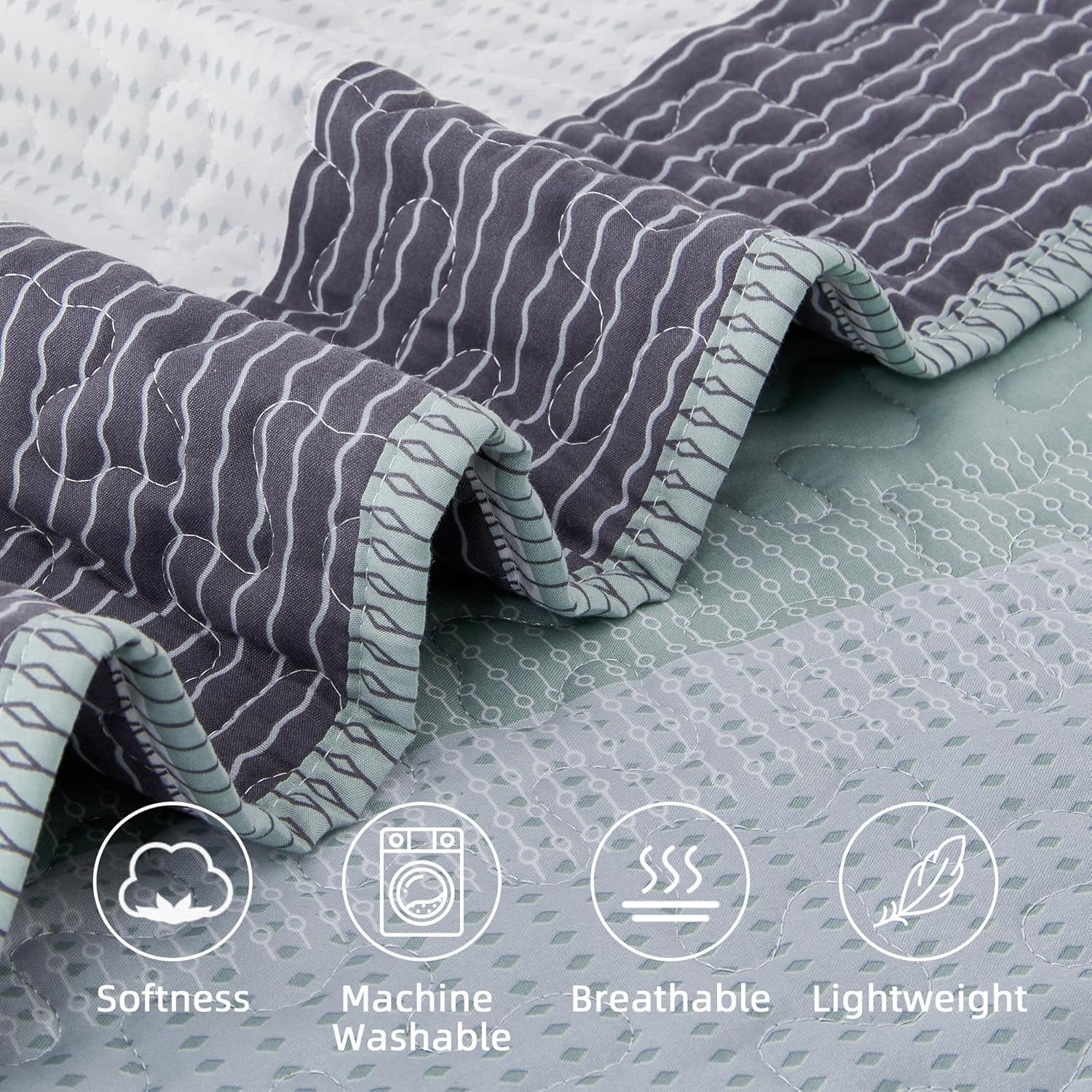 Bedspread & Coverlet Stripe Patchwork 3 Pieces Quilt Set - LITANIKA