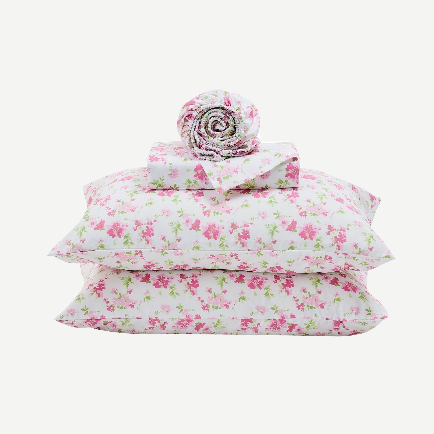 Litanika Blossom Light Floral 4-piece bedding sheet set with pastel floral pattern on soft fabric for a cozy bedroom look.