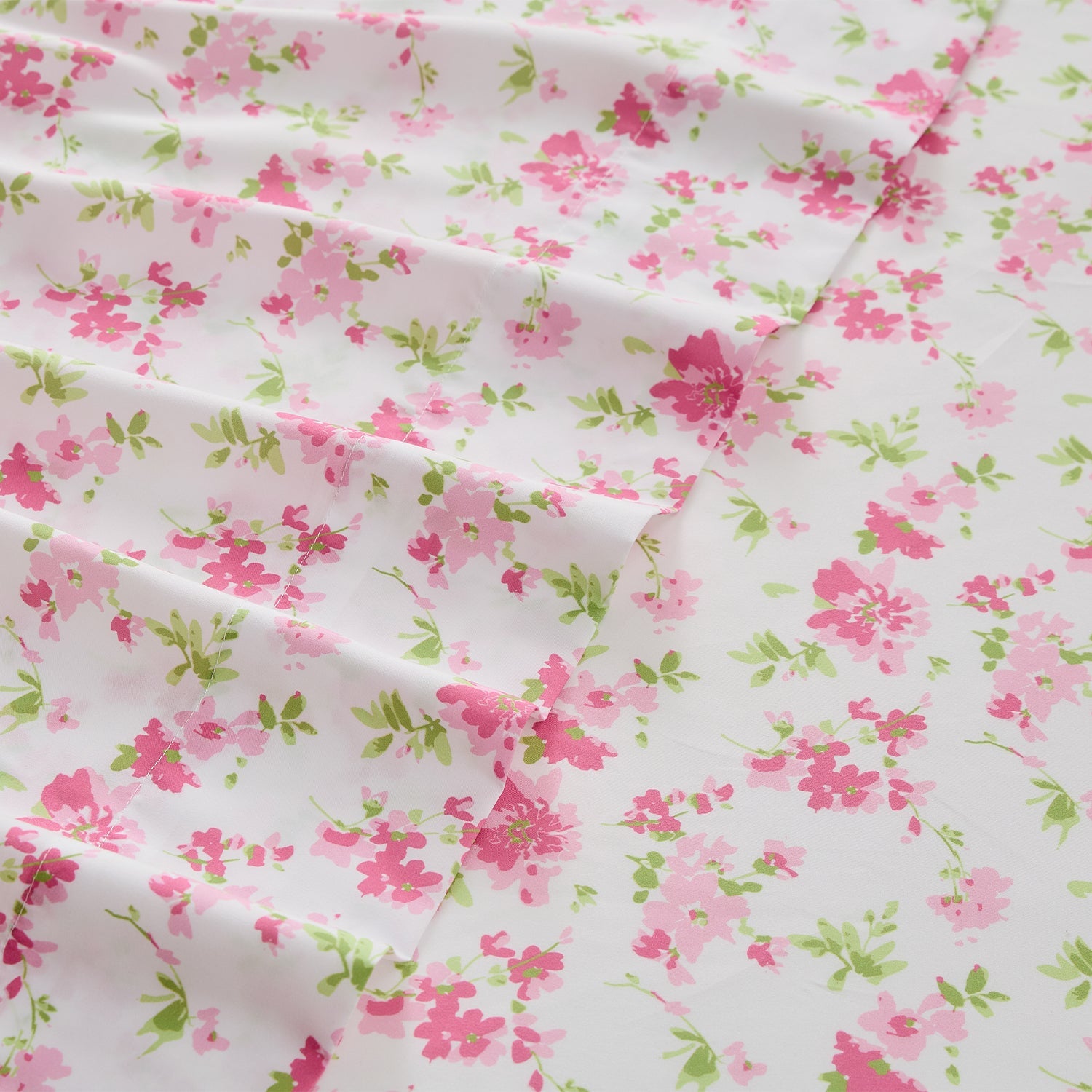 Litanika Blossom Light Floral 4-piece bedding sheet set with soft, floral-patterned fabric for a cozy bedroom decor.