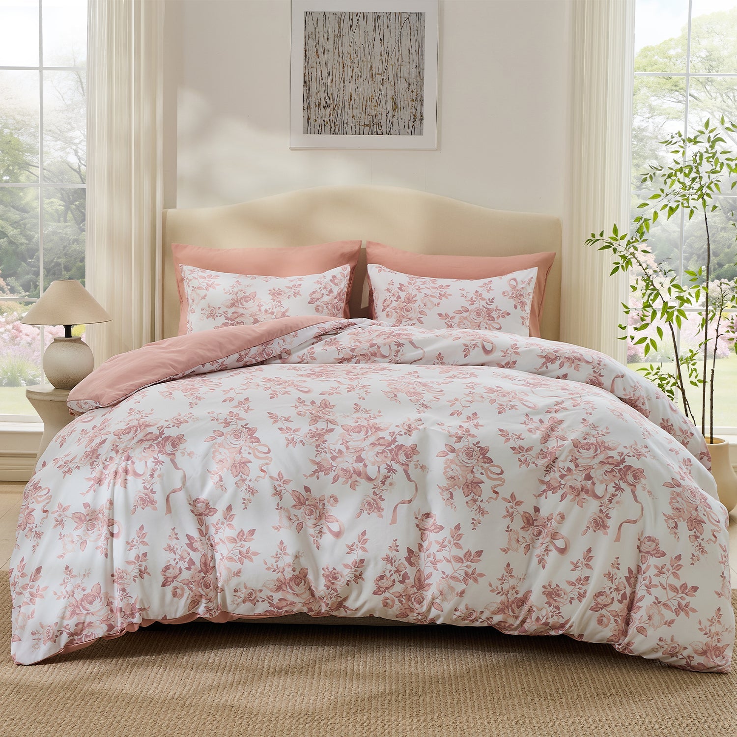 Litanika Botanical Floral 3-piece duvet cover set with vibrant floral design on soft bedding fabric.