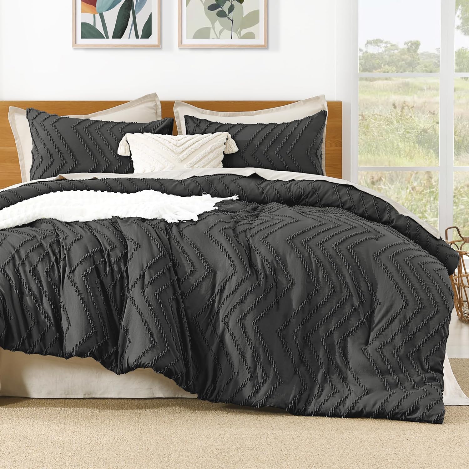 Litanika Cozy Bedding 3-Piece Chevron Comforter Set with matching pillow shams and decorative bedding for a stylish bedroom look.