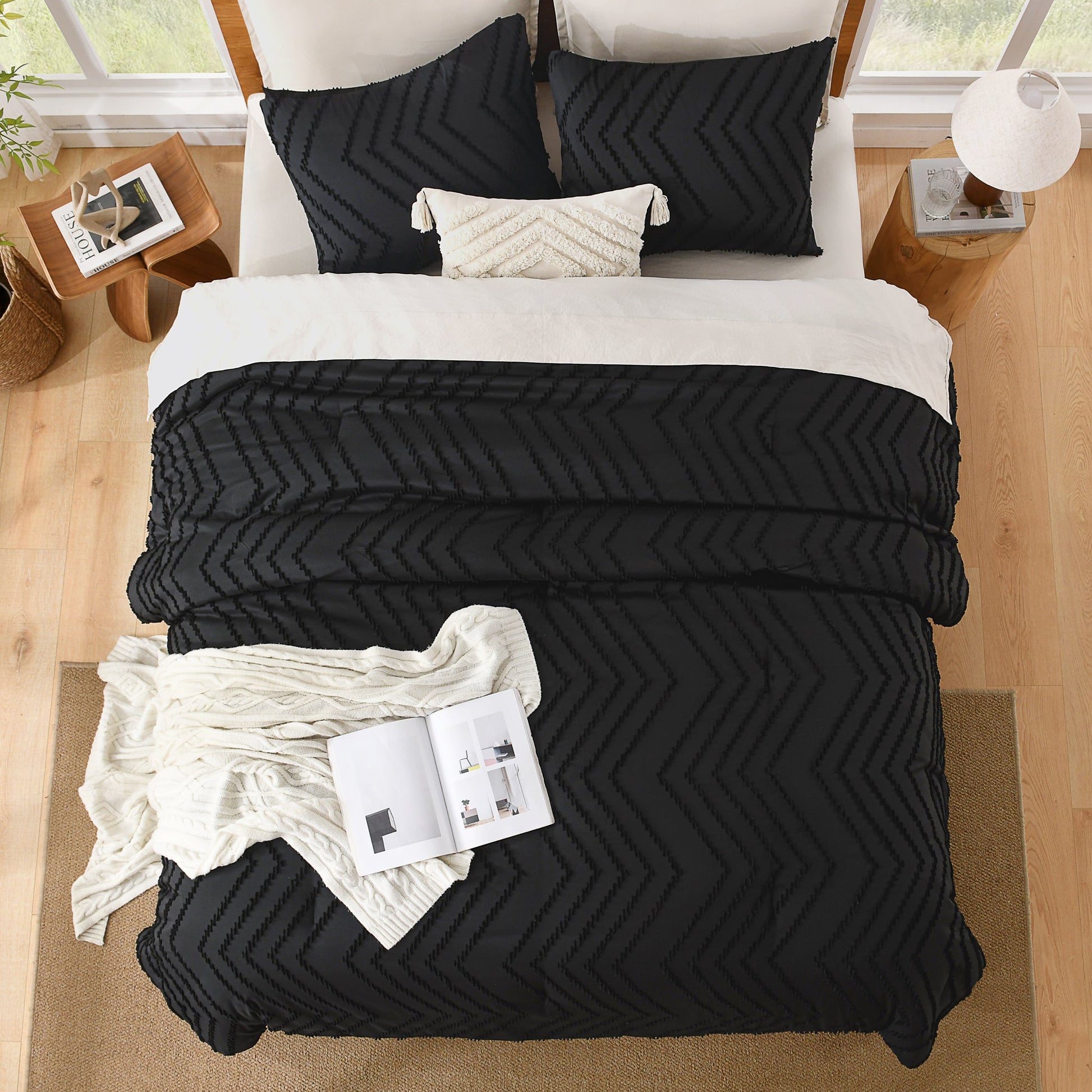 Cozy Bedding 3 Pieces Chevron Comforter Set - LITANIKA