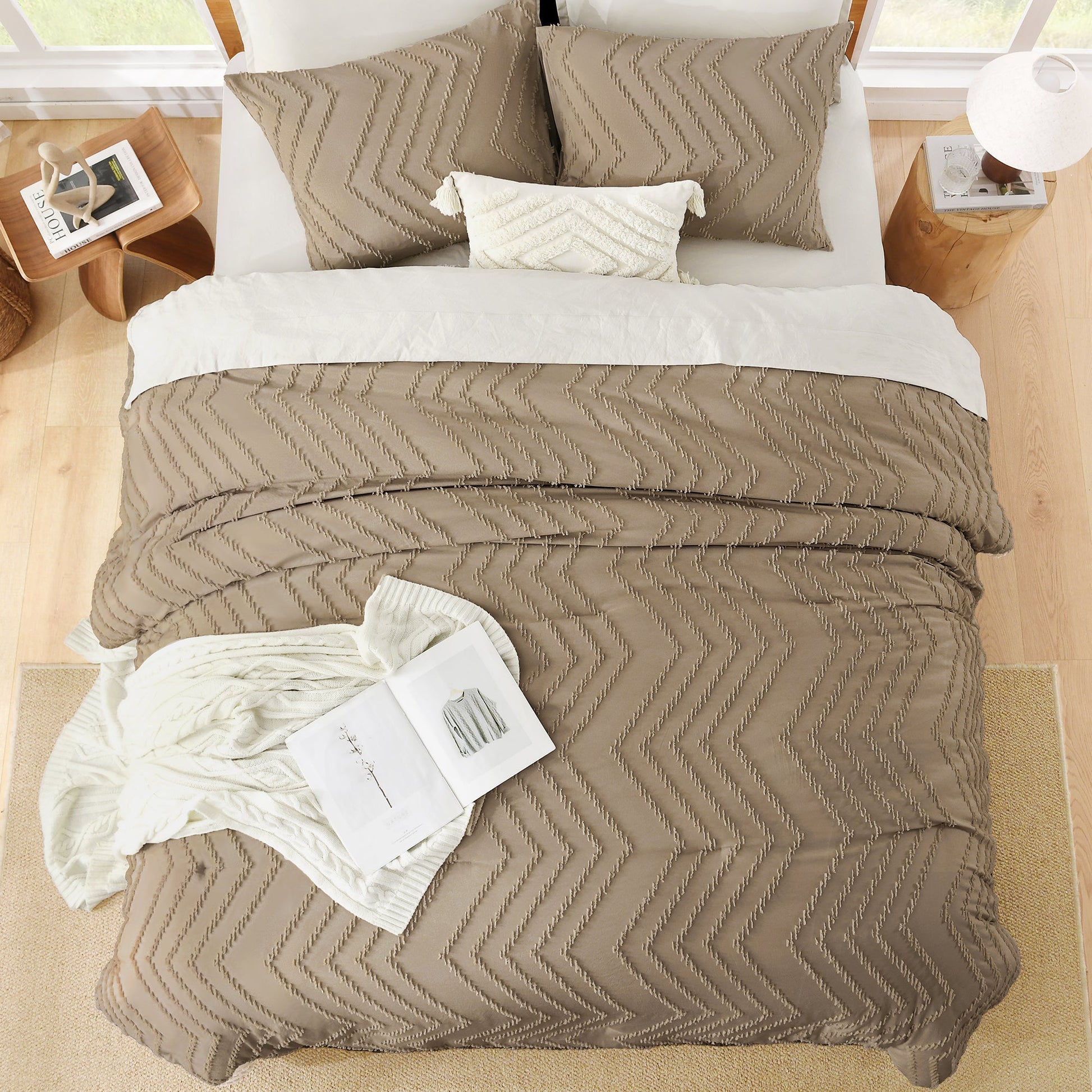 Cozy Bedding 3 Pieces Chevron Comforter Set - LITANIKA