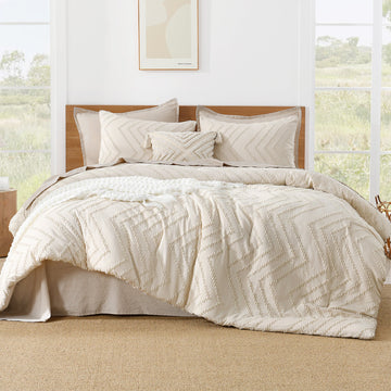 Litanika Cozy Bedding 3-Piece Chevron Comforter Set with matching pillow shams and soft, stylish bedding fabric.