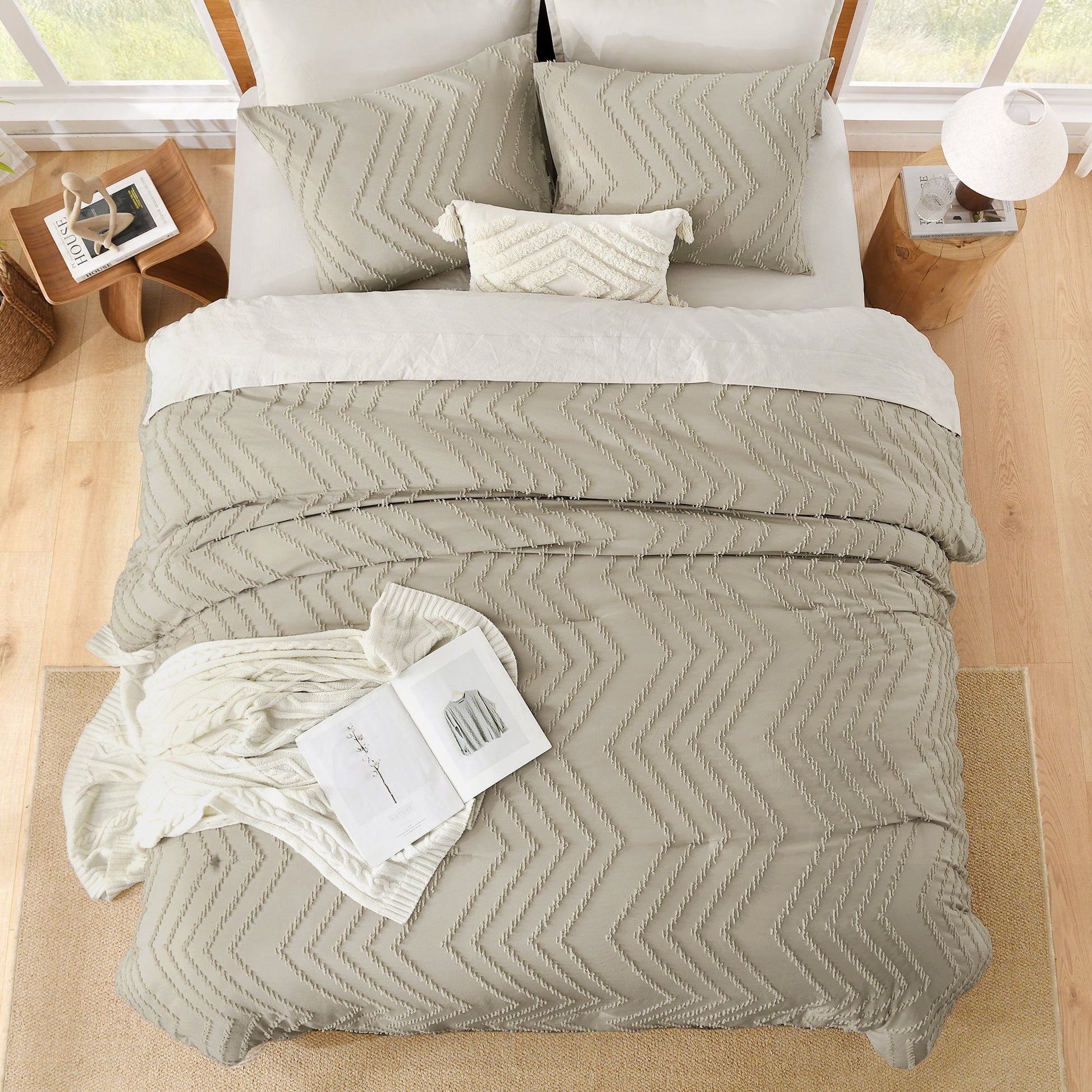 Cozy Bedding 3 Pieces Chevron Comforter Set - LITANIKA