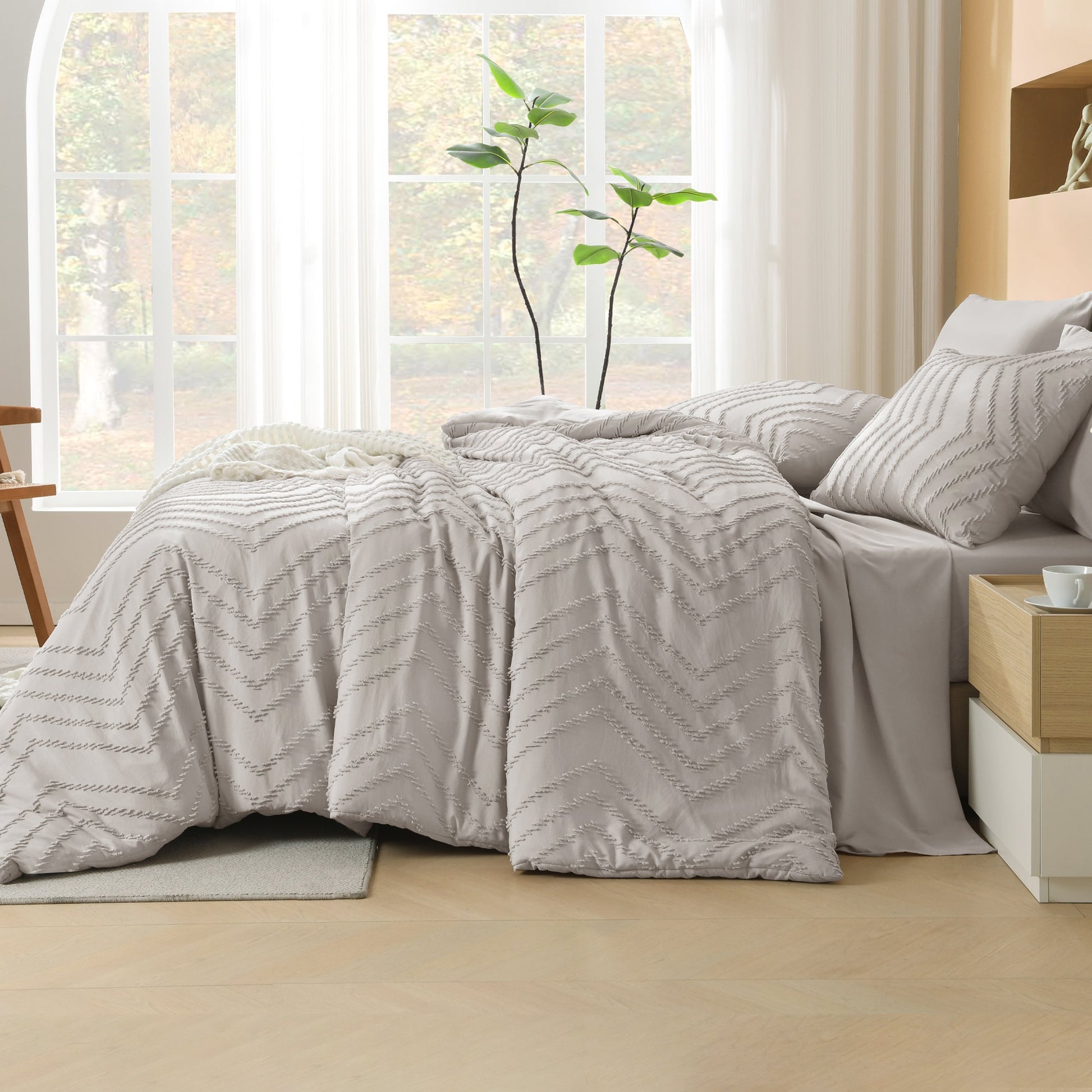 Cozy Bedding 7 Pieces Chevron Comforter Set - LITANIKA