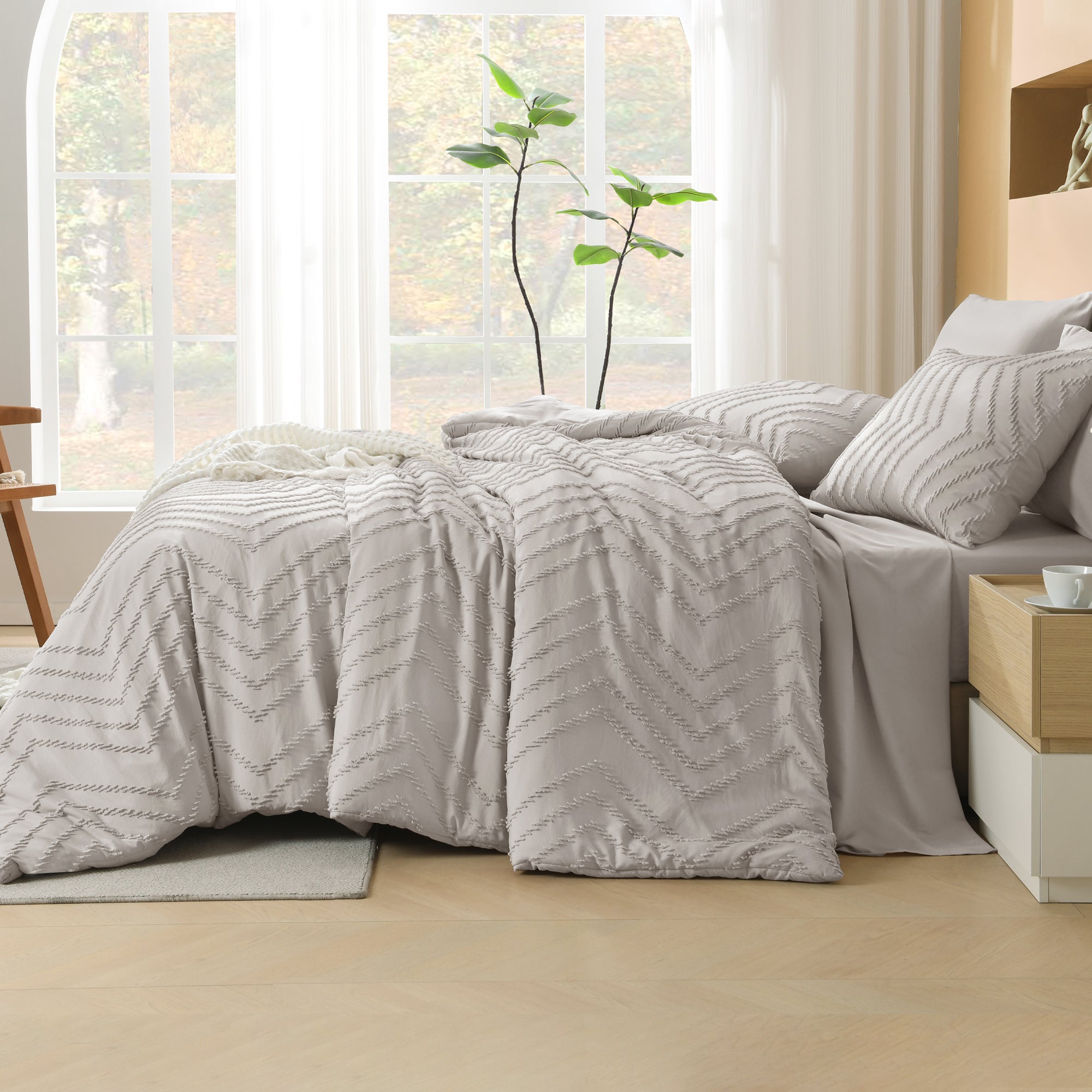Cozy Bedding 7 Pieces Chevron Comforter Set - LITANIKA