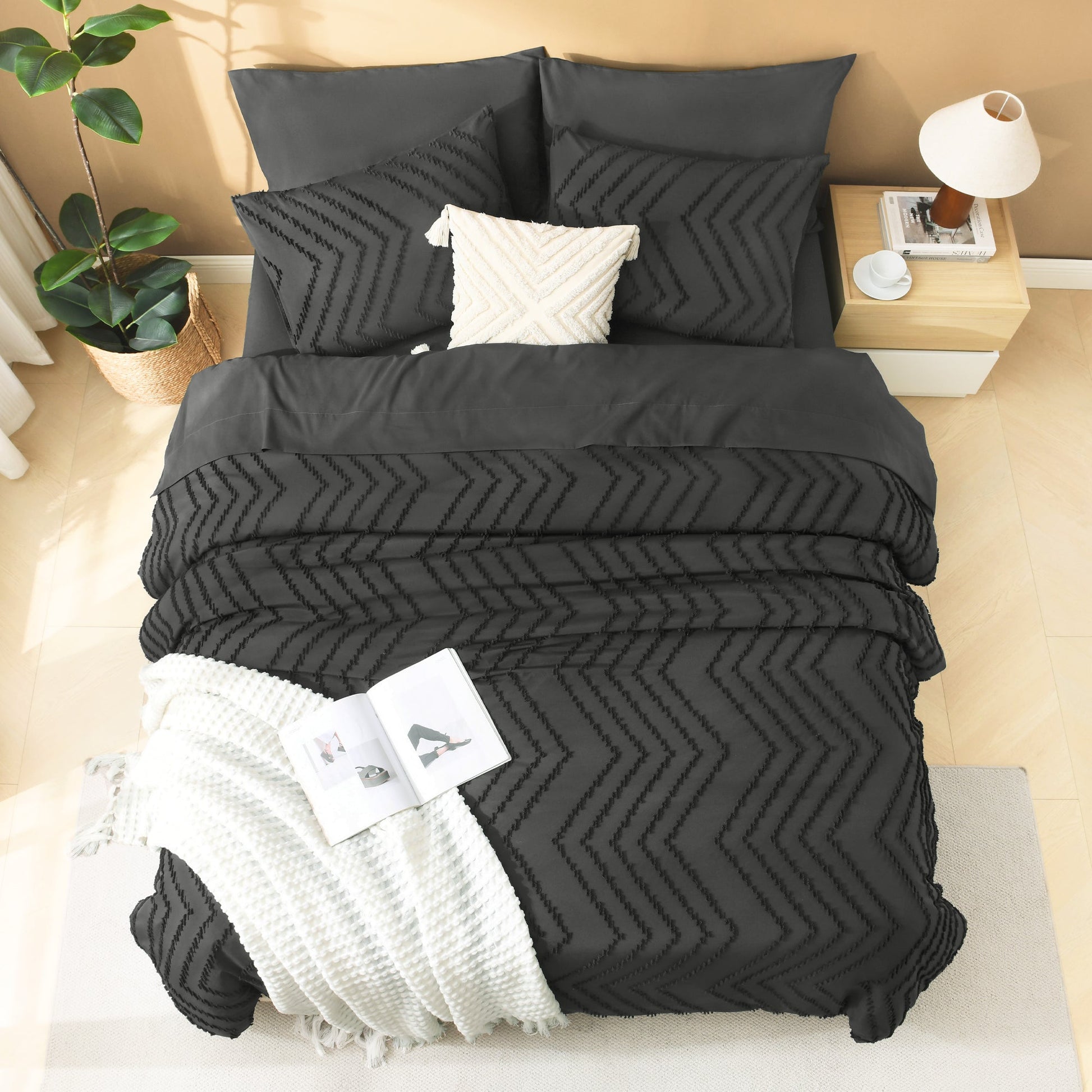 Cozy Bedding 7 Pieces Chevron Comforter Set - LITANIKA