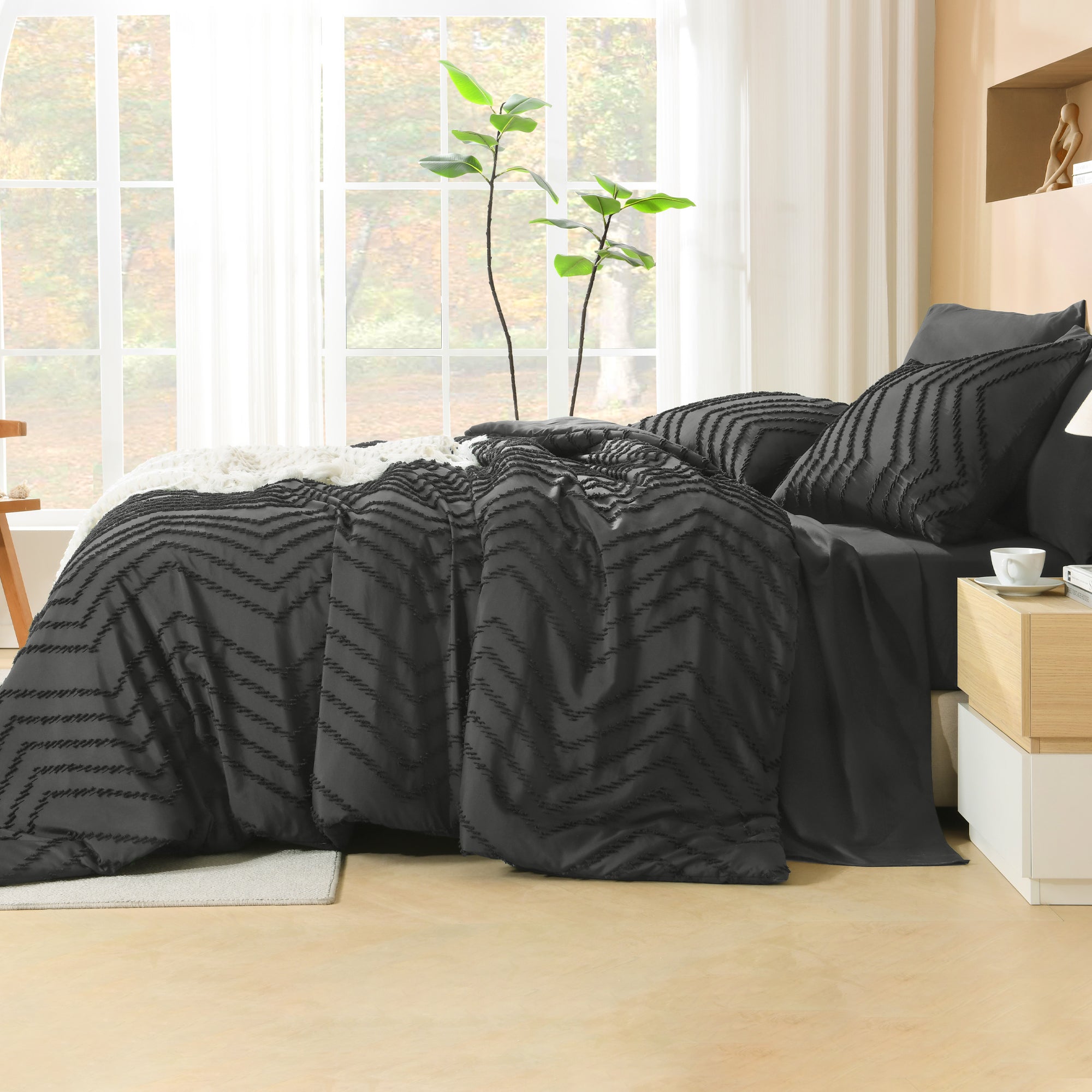 Cozy Bedding 7 Pieces Chevron Comforter Set - LITANIKA