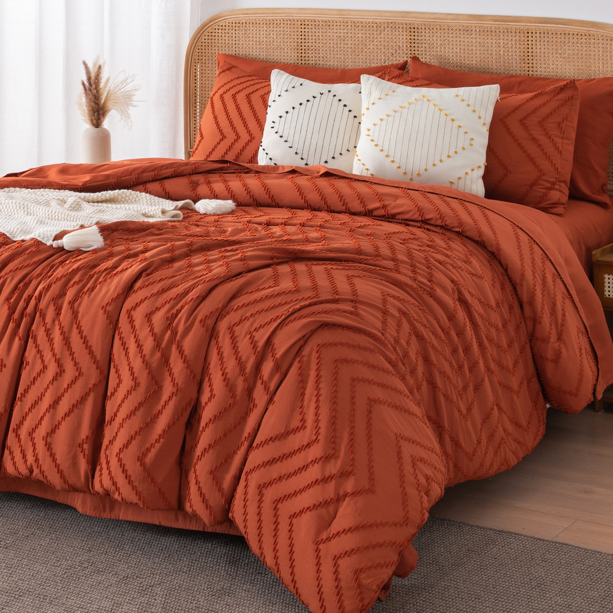 Cozy Bedding 7 Pieces Chevron Comforter Set - LITANIKA