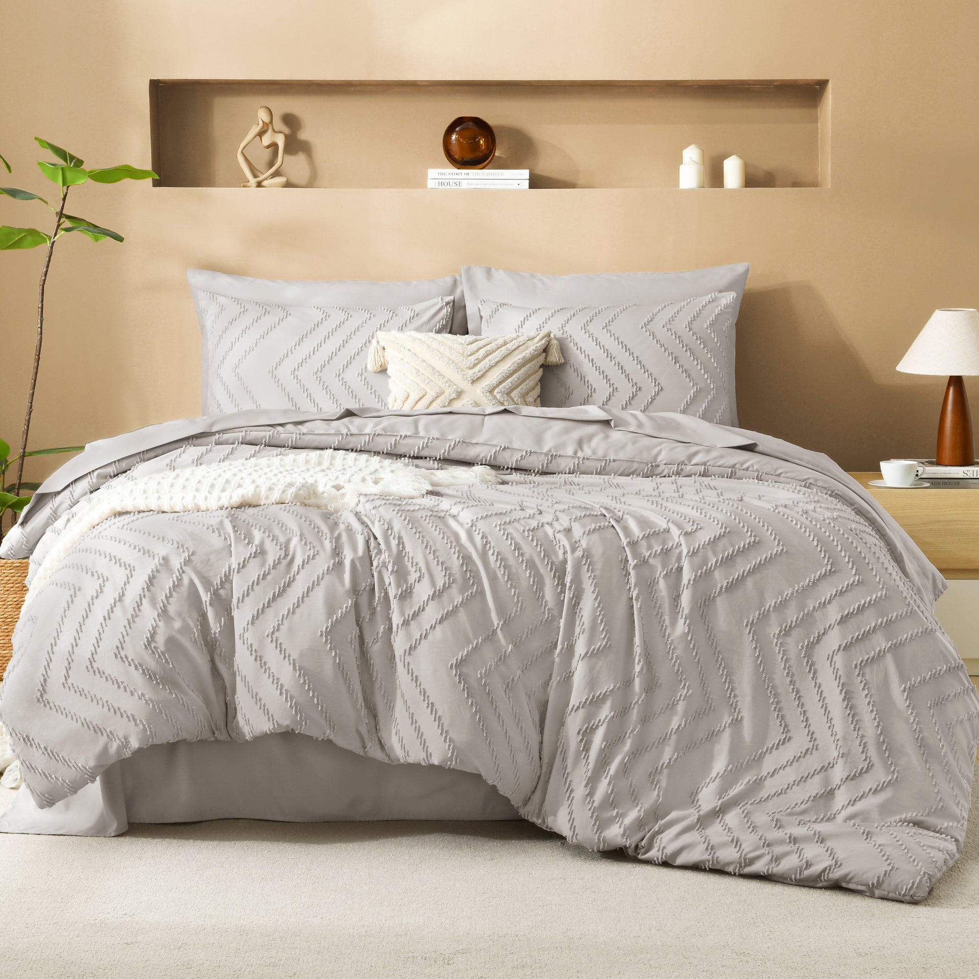 Cozy Bedding 7 Pieces Chevron Comforter Set - LITANIKA