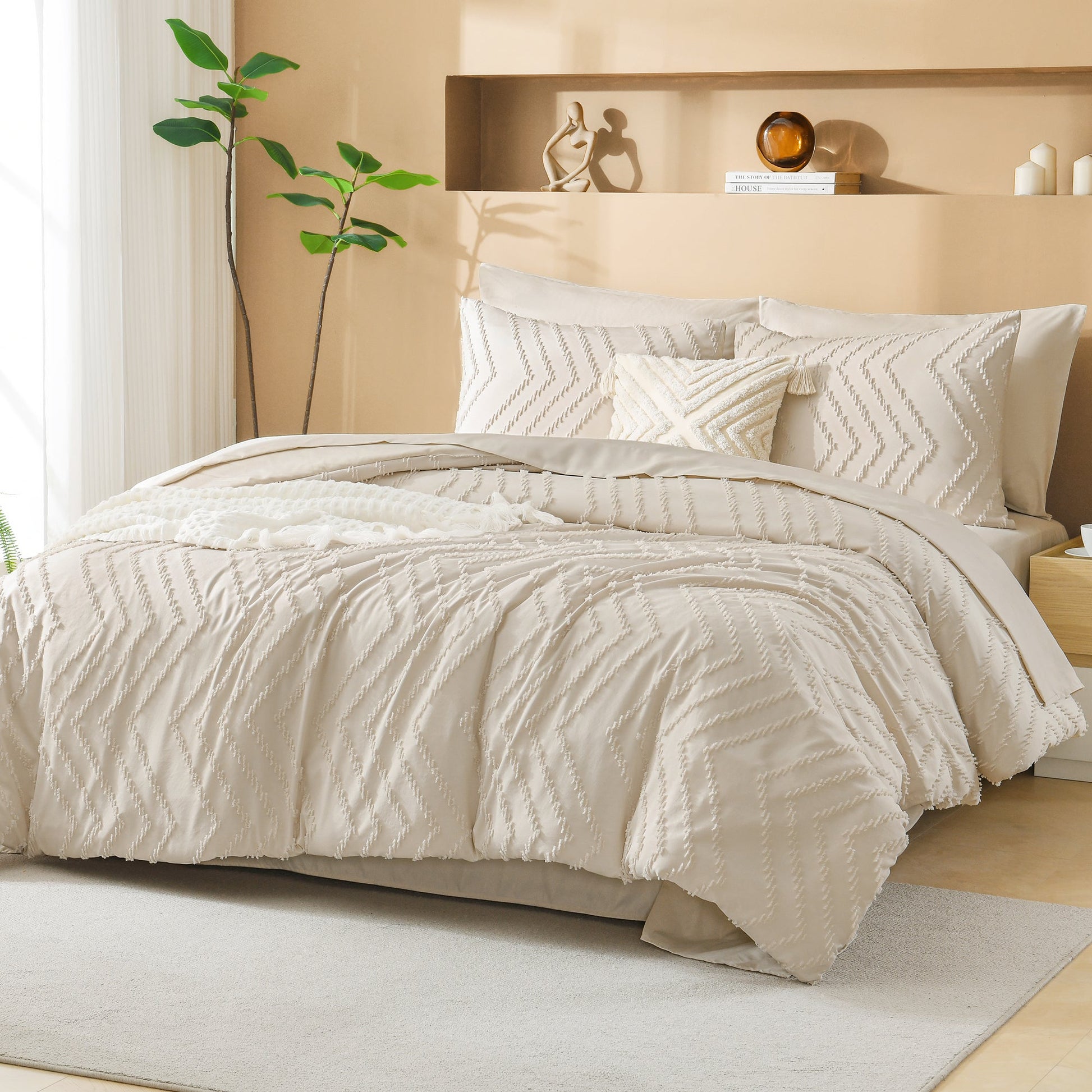 Cozy Bedding 7 Pieces Chevron Comforter Set - LITANIKA