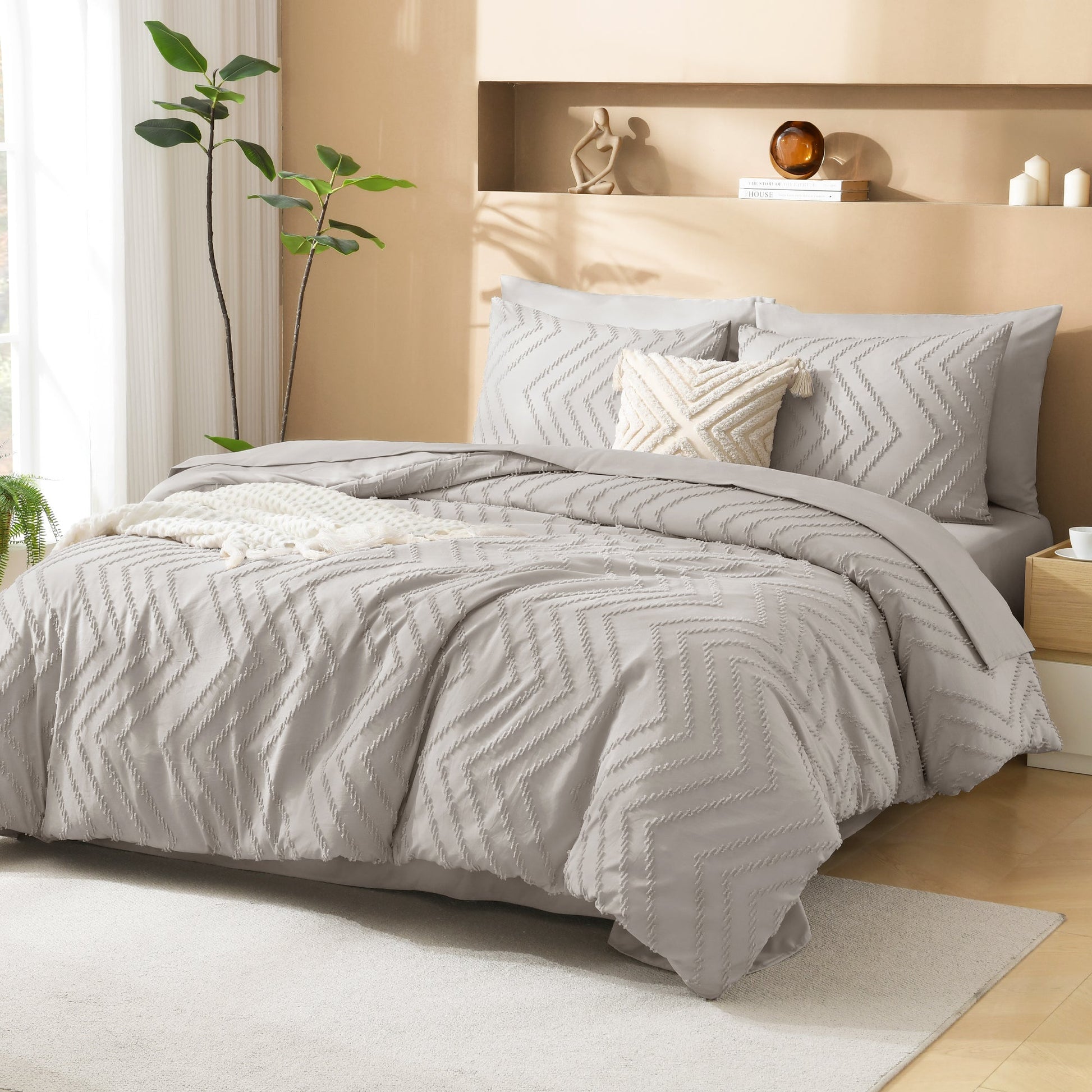 Cozy Bedding 7 Pieces Chevron Comforter Set - LITANIKA